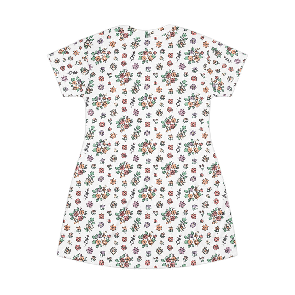 Floral Vintage All-Over Print T-Shirt Dress