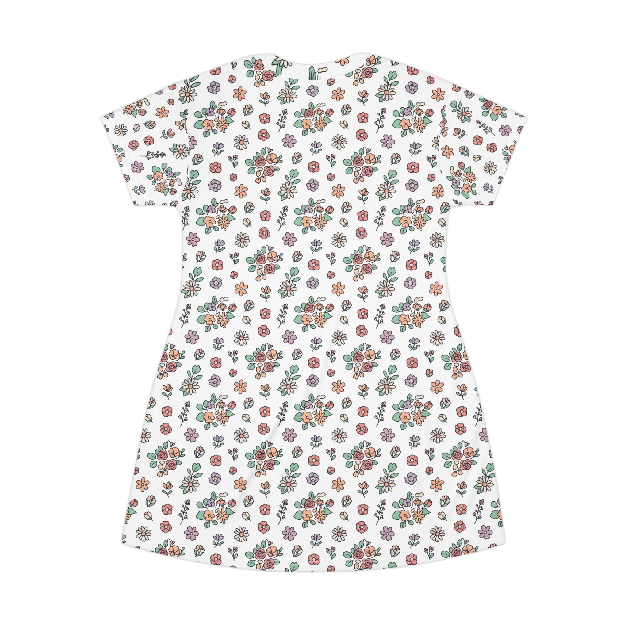Floral Vintage All-Over Print T-Shirt Dress