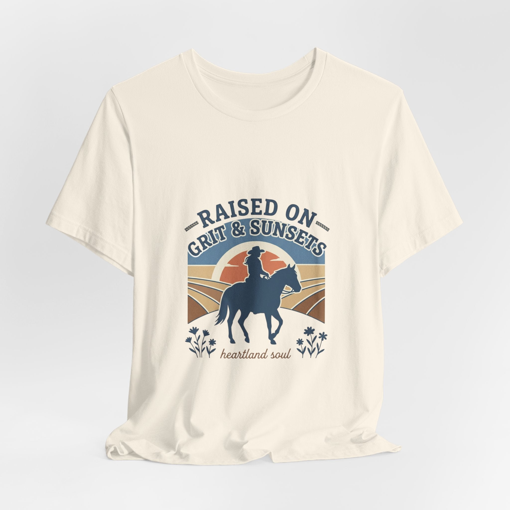 Raised on Grit & Sunsets Tee | western cowgirl ranch rustic prairie vintage