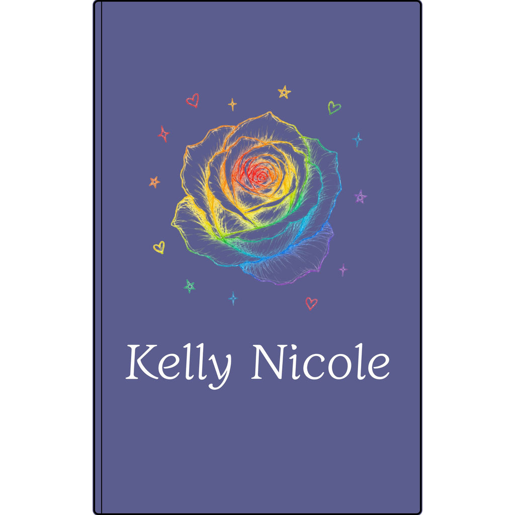 Personalized Vegan Leather Journal — Engraved Rainbow Rose & Name