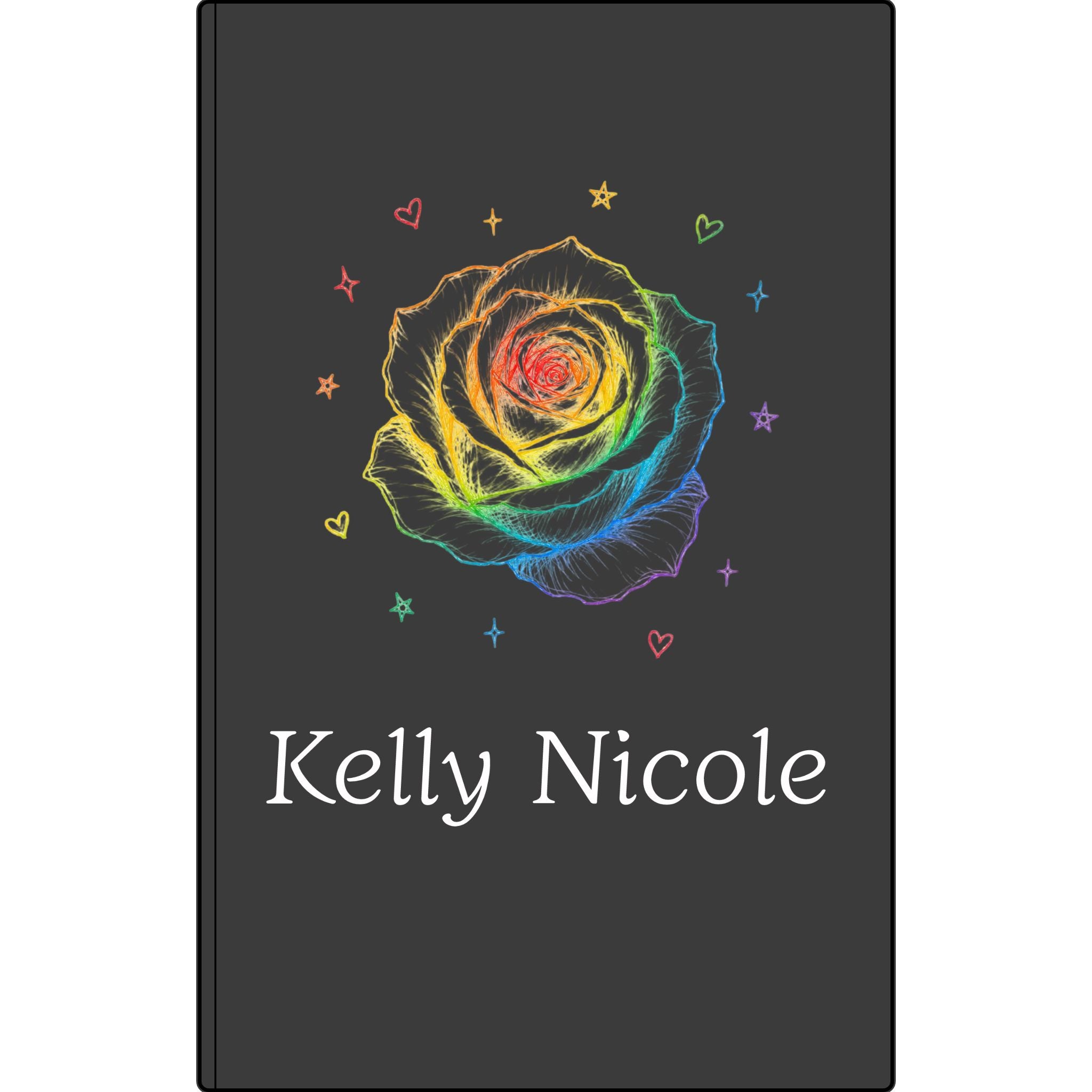 Personalized Vegan Leather Journal — Engraved Rainbow Rose & Name