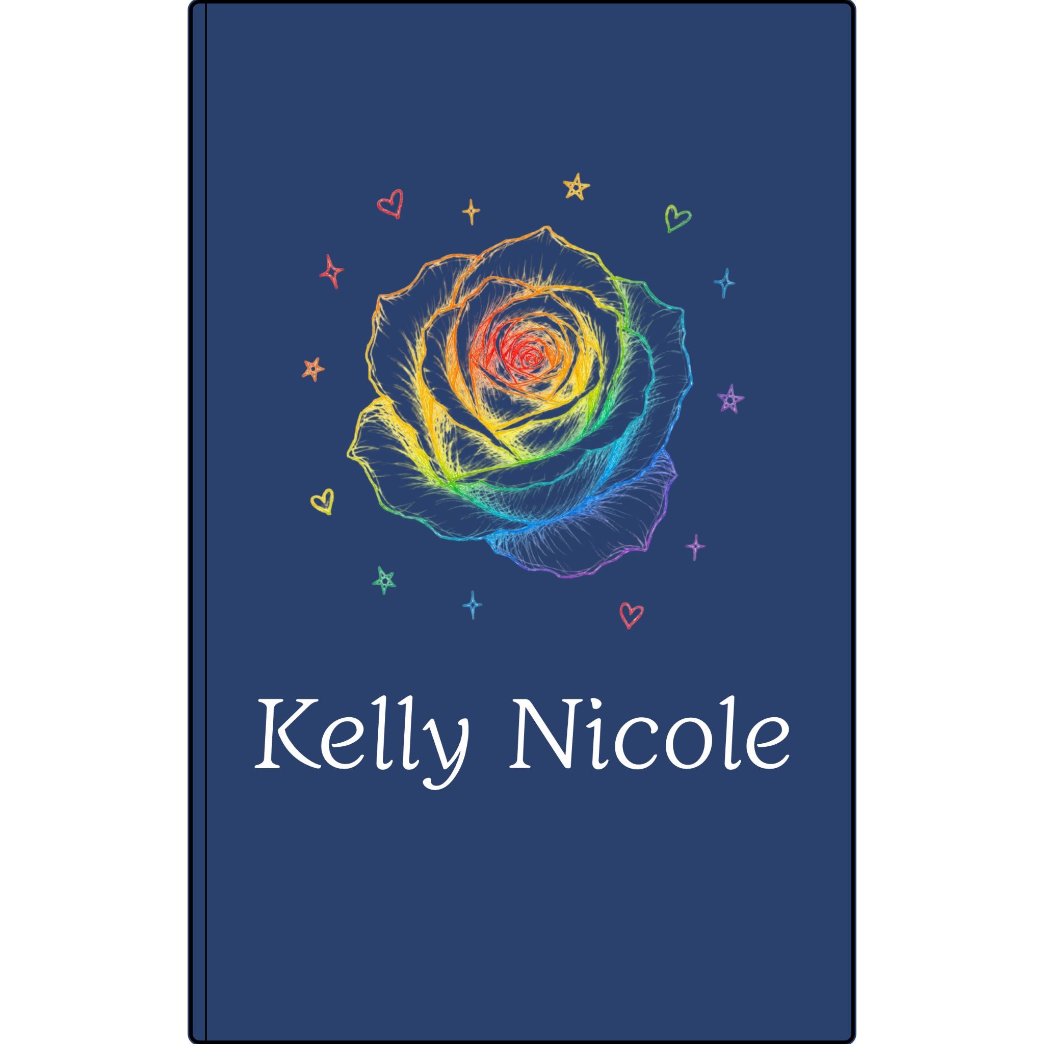 Personalized Vegan Leather Journal — Engraved Rainbow Rose & Name
