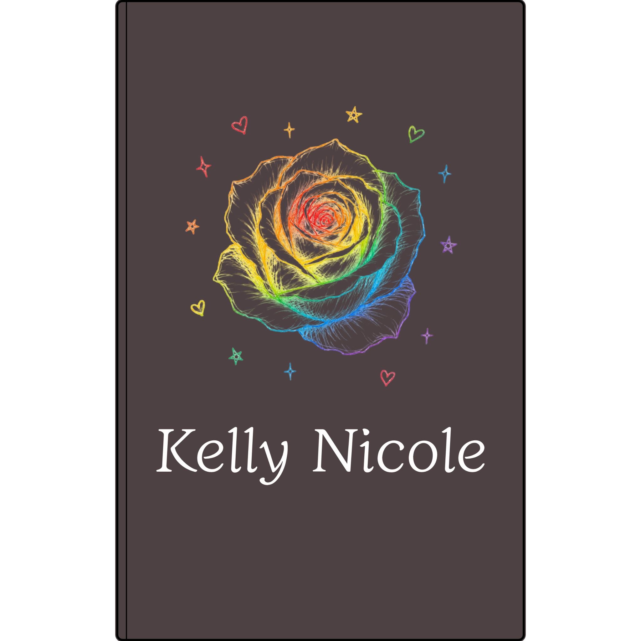 Personalized Vegan Leather Journal — Engraved Rainbow Rose & Name