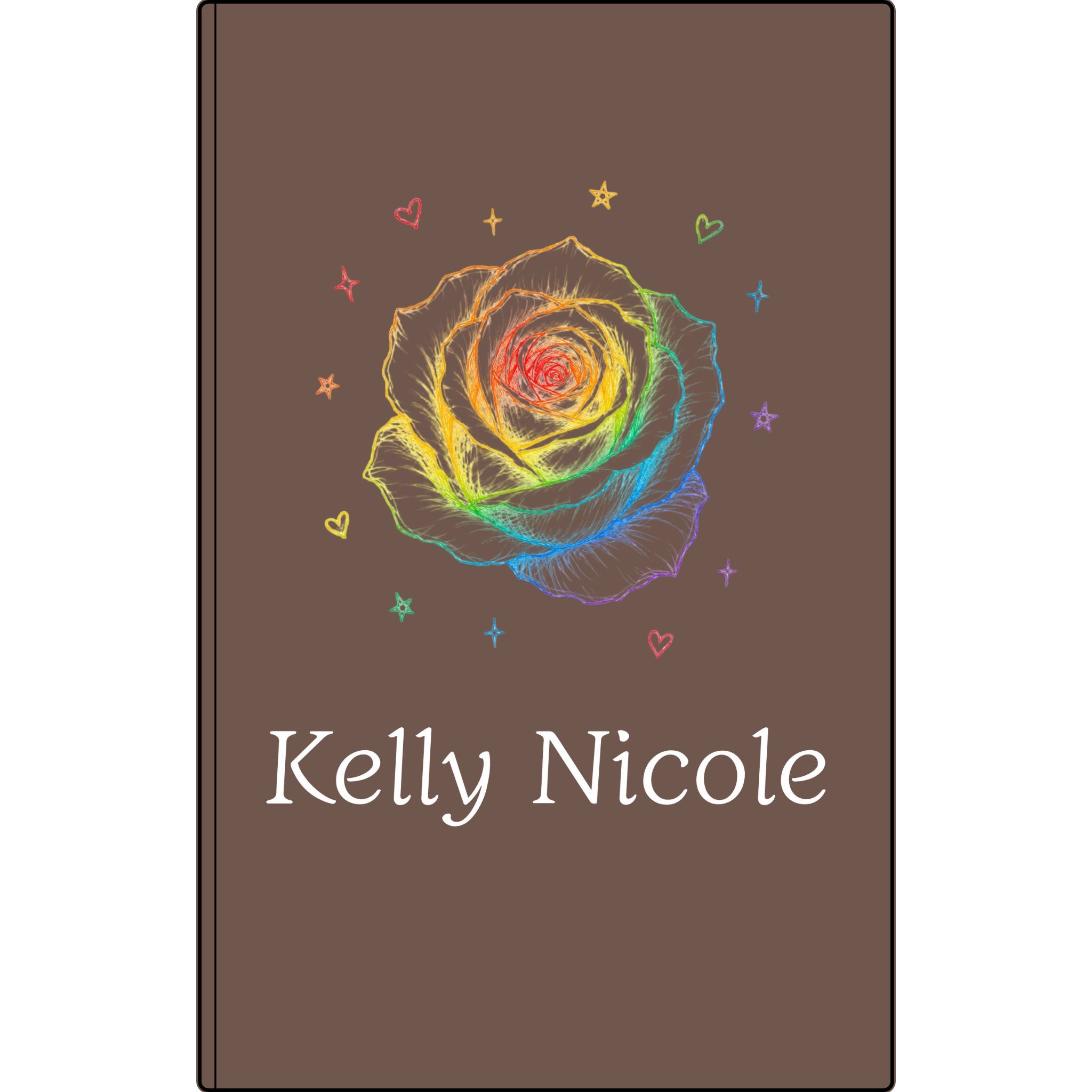Personalized Vegan Leather Journal — Engraved Rainbow Rose & Name