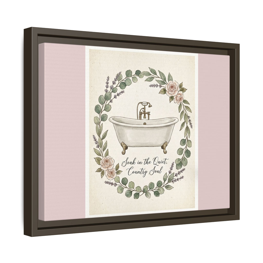 Framed Canvas Wall Art - 'Soak in the Quiet, Country Soul' Vintage Bath Print