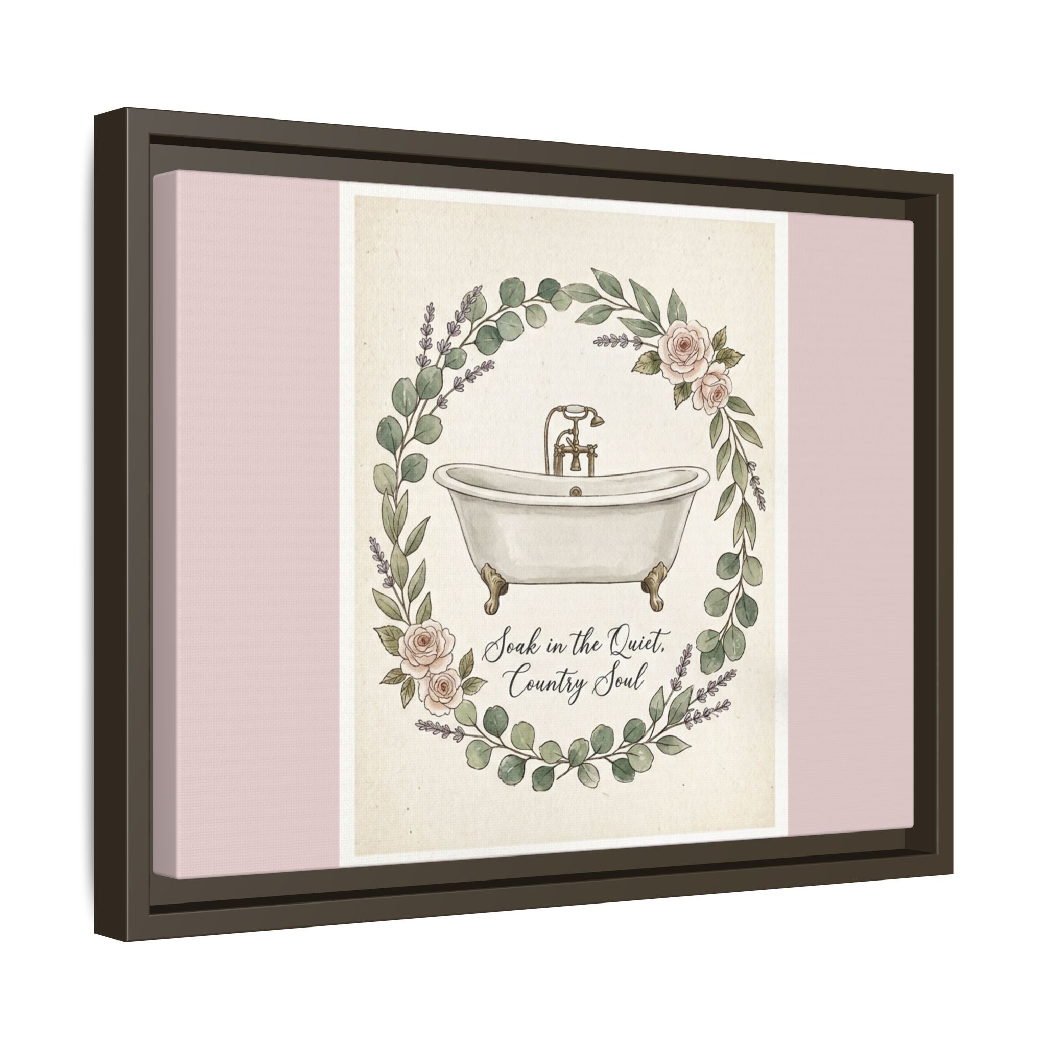 Framed Canvas Wall Art - 'Soak in the Quiet, Country Soul' Vintage Bath Print