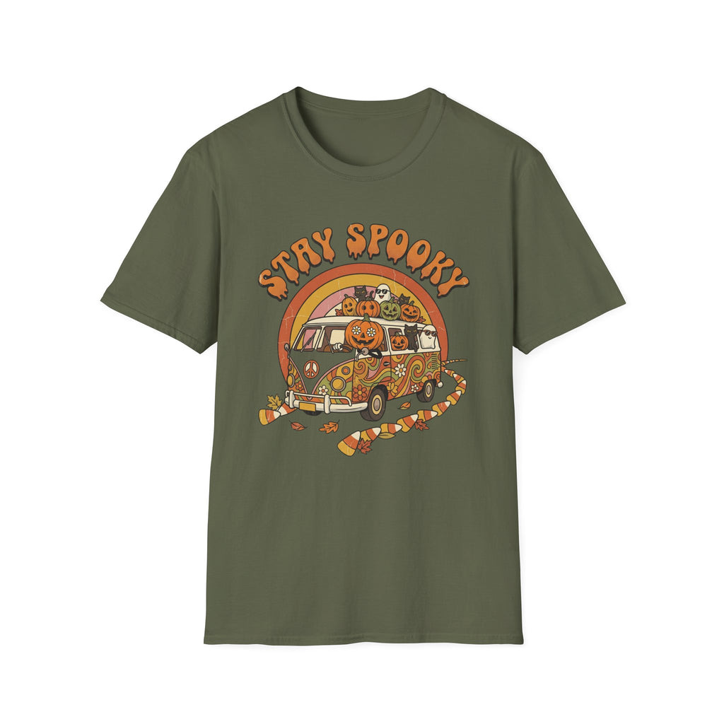 Stay Spooky Halloween T-Shirt — Retro Pumpkin Van Graphic