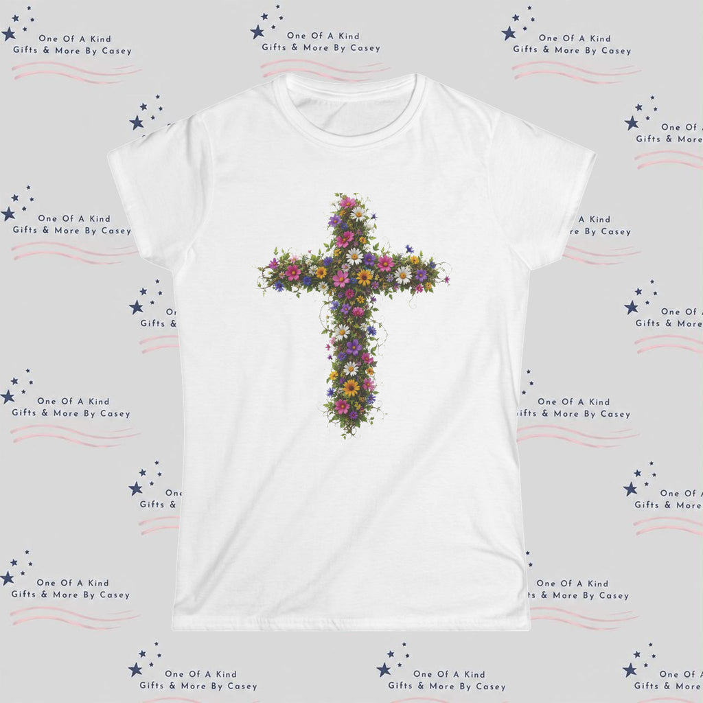Floral Cross Women's Tee —  Spring Bouquet Shirt