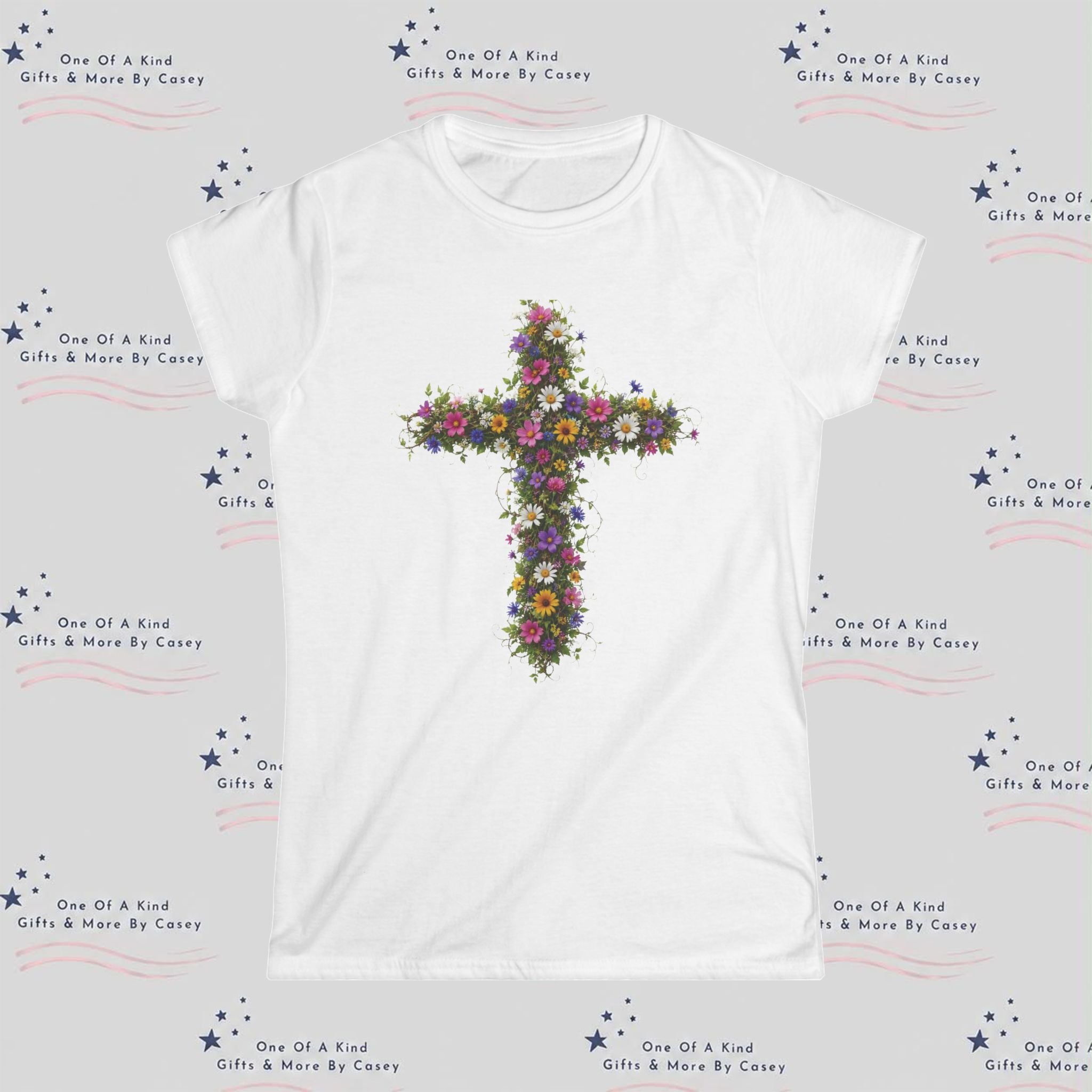 Floral Cross Women's Tee —  Spring Bouquet Shirt