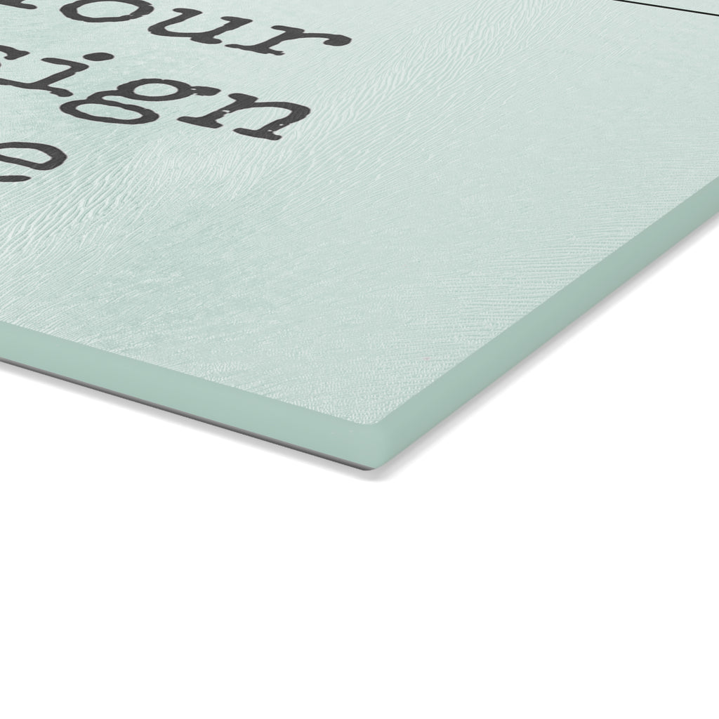 Glass Cutting Board - Customizable Mint Stripe Design (Your Design Here)