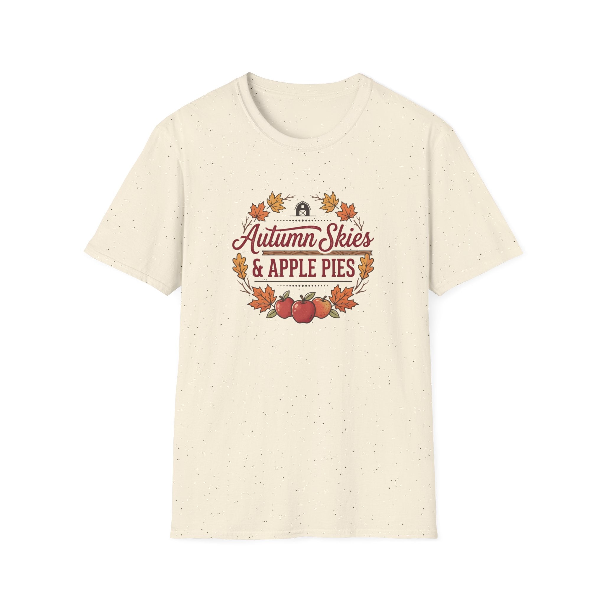 Autumn Skies & Apple Pies T-Shirt — Fall Leaves Cozy Seasonal Tee