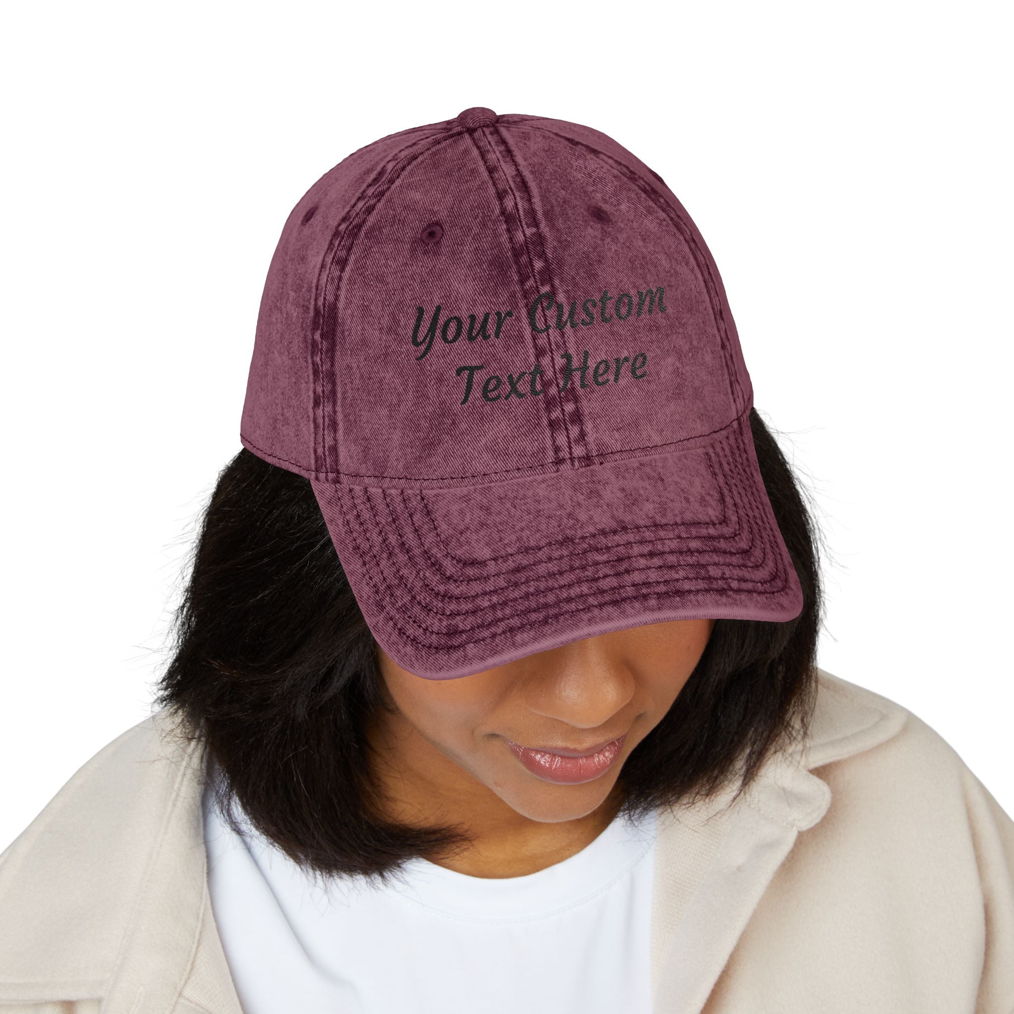Vintage Embroidered Cap - Personalized Distressed Baseball Hat