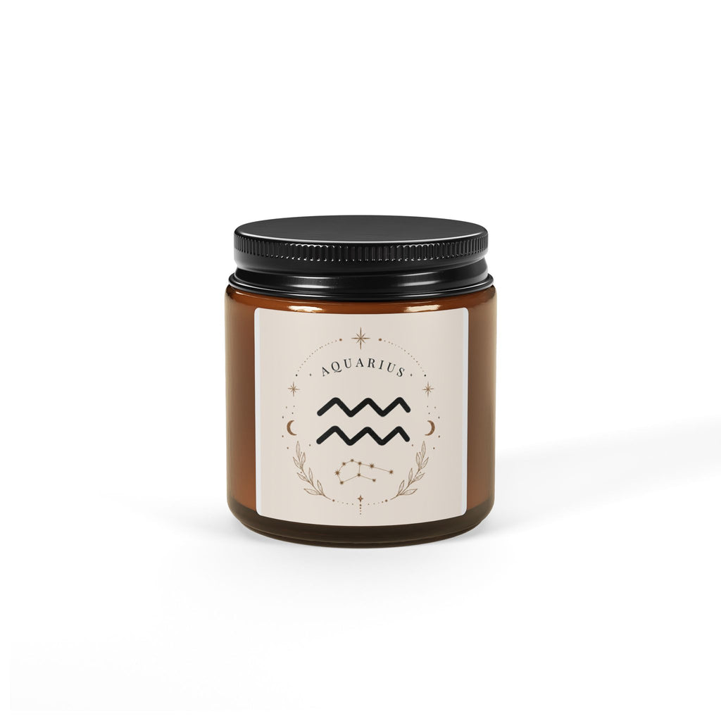 Amber Jar Scented Soy Candle — Calming Zodiac Aquarius Aromatherapy