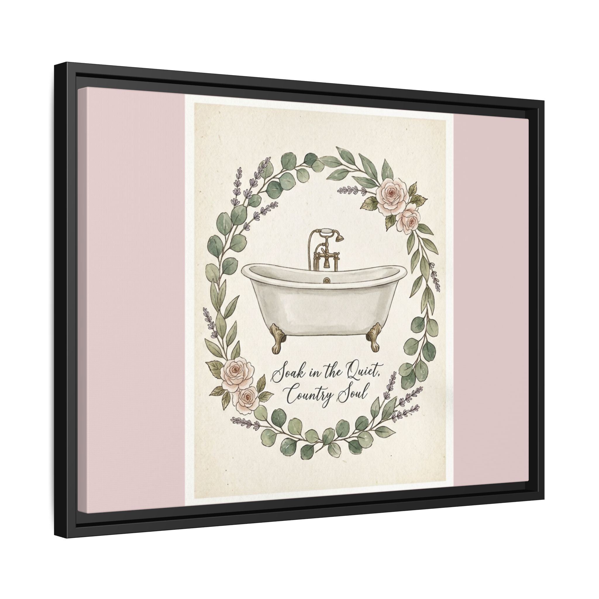 Framed Canvas Wall Art - 'Soak in the Quiet, Country Soul' Vintage Bath Print