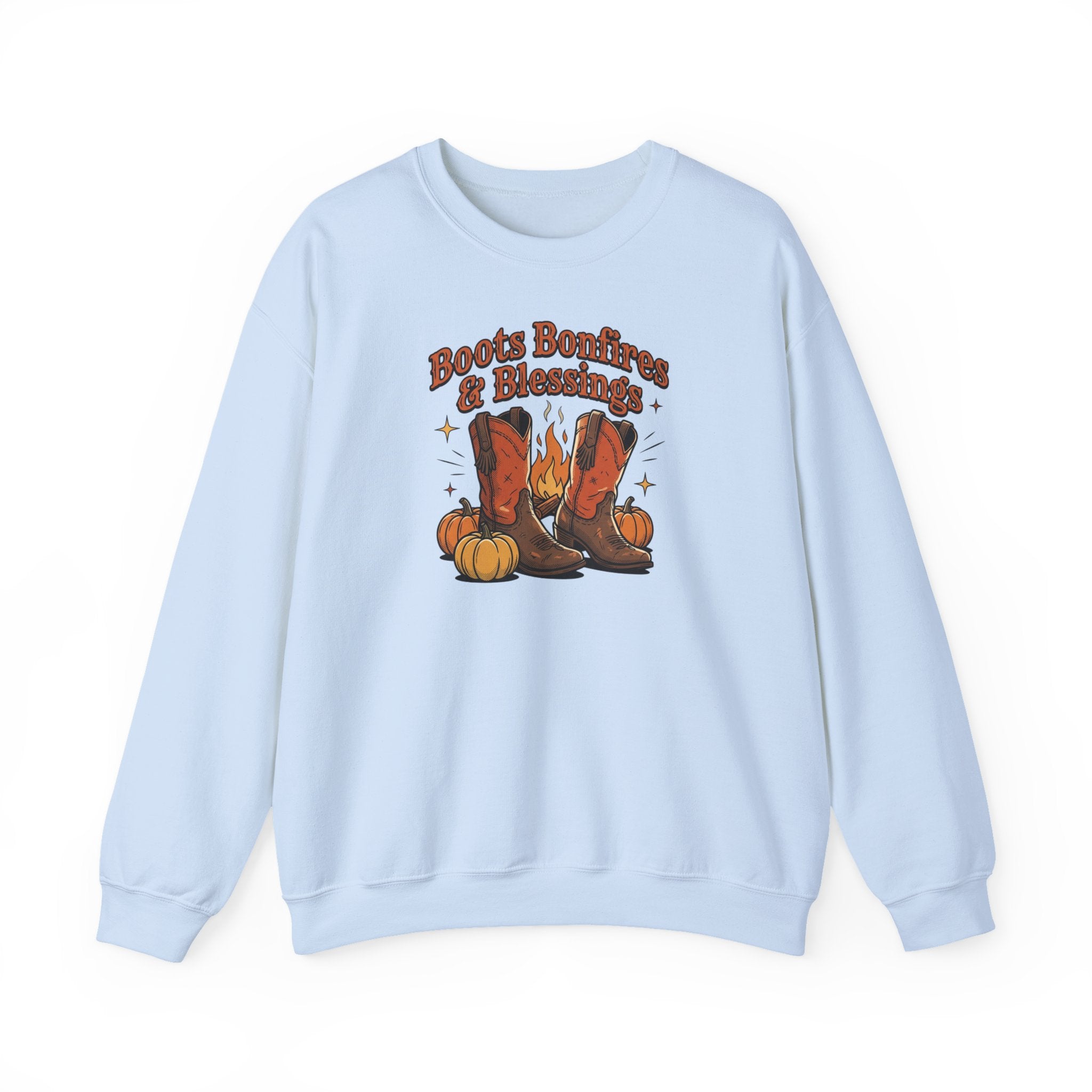 "Boots Bonfires & Blessings" Cozy Fall Pullover