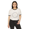 Moon & Botanicals Ringer T-Shirt — Vintage Floral Crescent Moon Tee