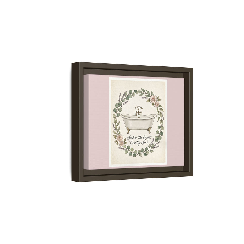 Framed Canvas Wall Art - 'Soak in the Quiet, Country Soul' Vintage Bath Print