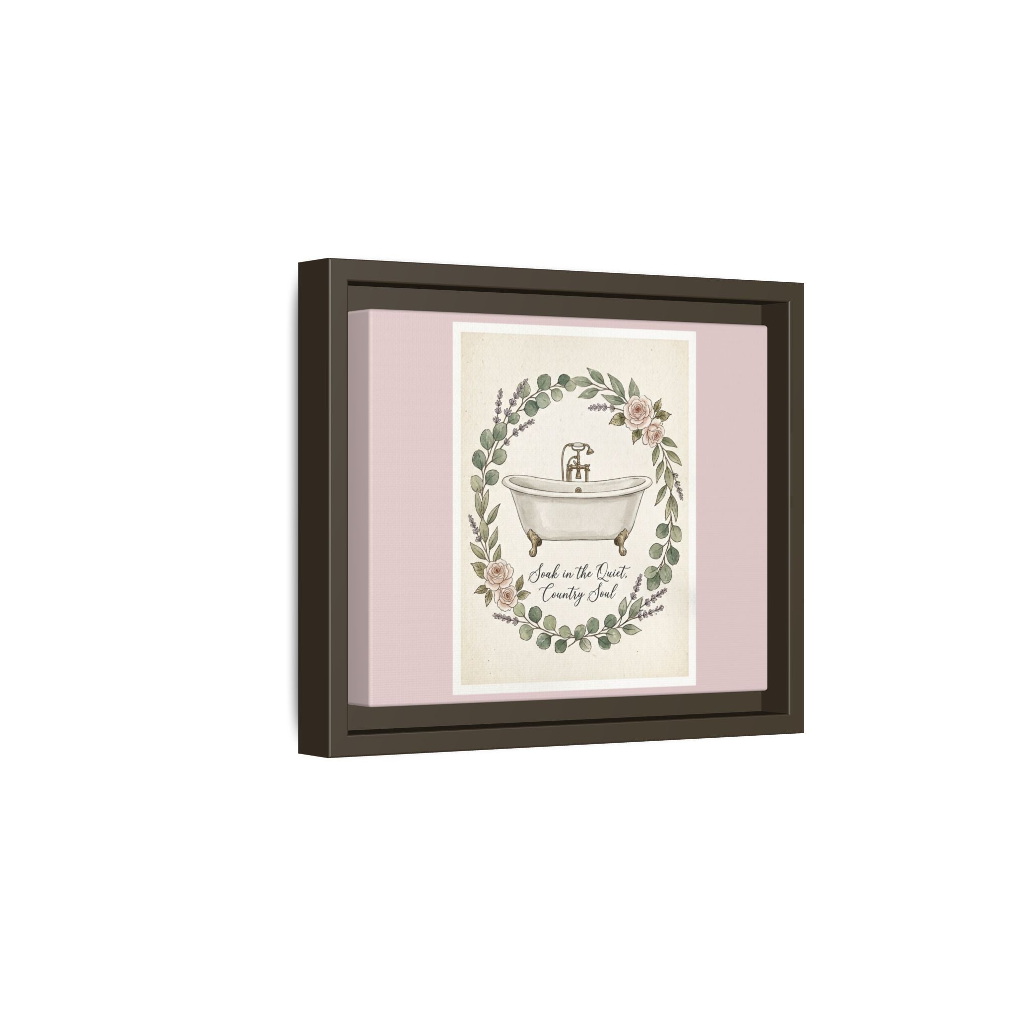 Framed Canvas Wall Art - 'Soak in the Quiet, Country Soul' Vintage Bath Print