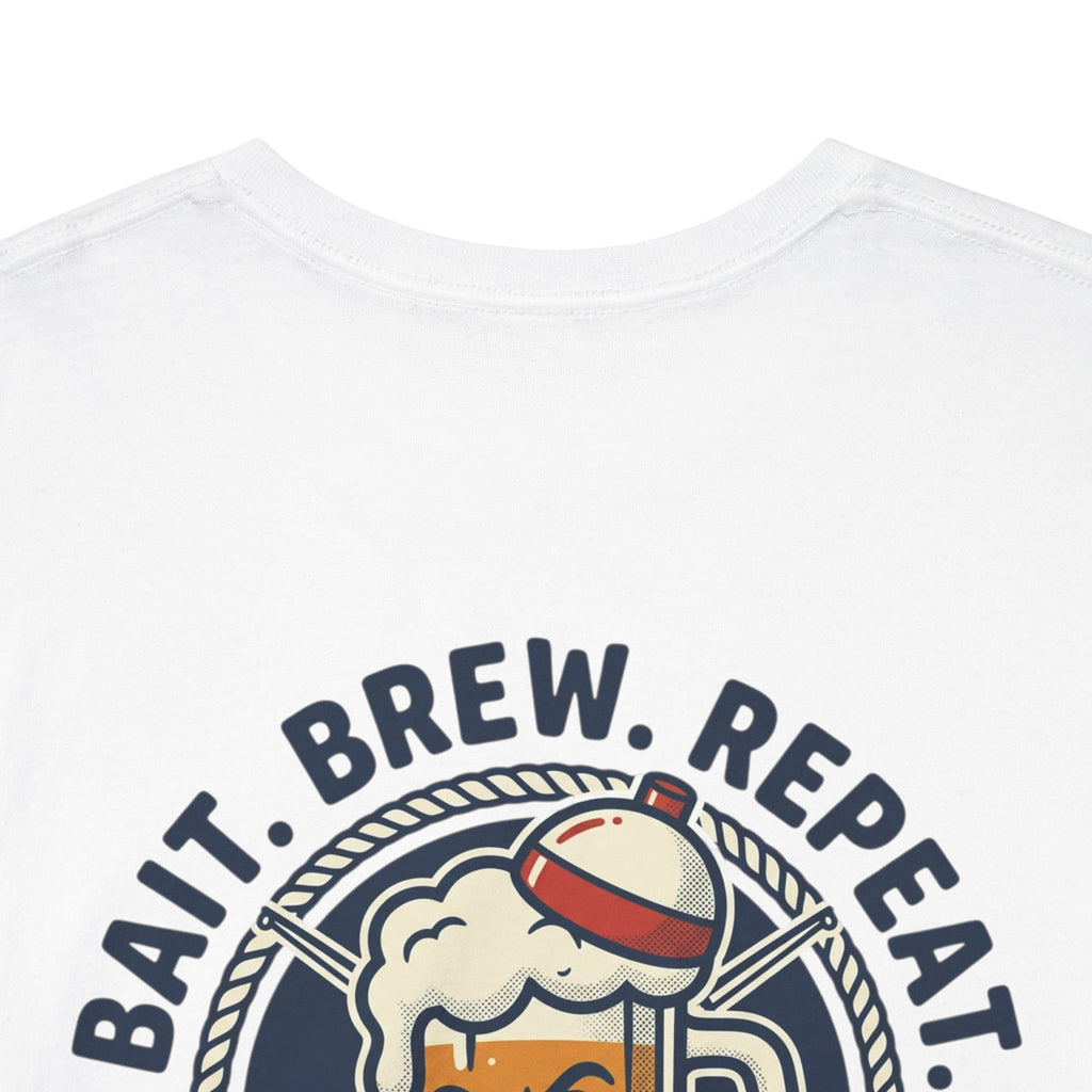Beer & Fishing T-Shirt — “Bait. Brew. Repeat.” Graphic Tee