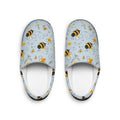 Bee Pattern Women's Indoor Slippers — Cute Yellow Bumblebee Floral Cozy Slip-Ons