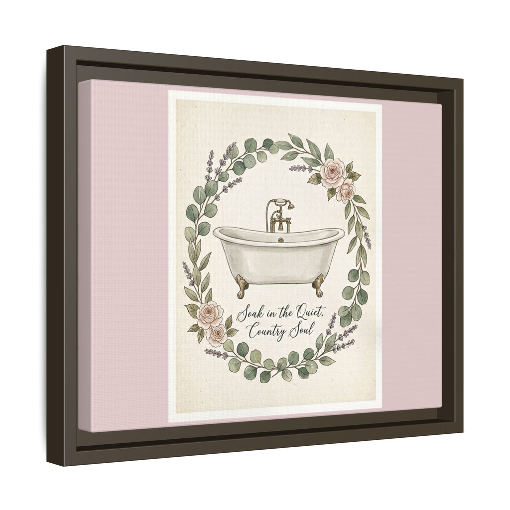Framed Canvas Wall Art - 'Soak in the Quiet, Country Soul' Vintage Bath Print