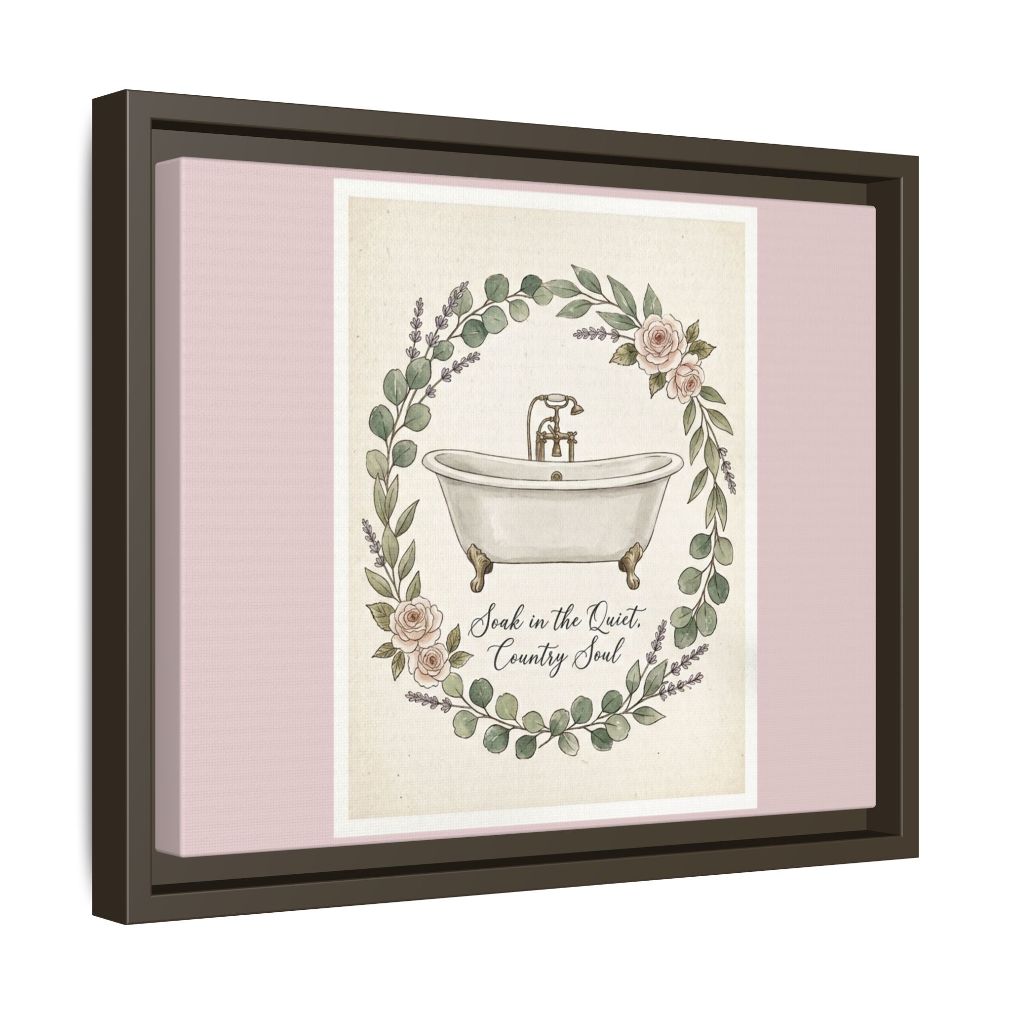 Framed Canvas Wall Art - 'Soak in the Quiet, Country Soul' Vintage Bath Print