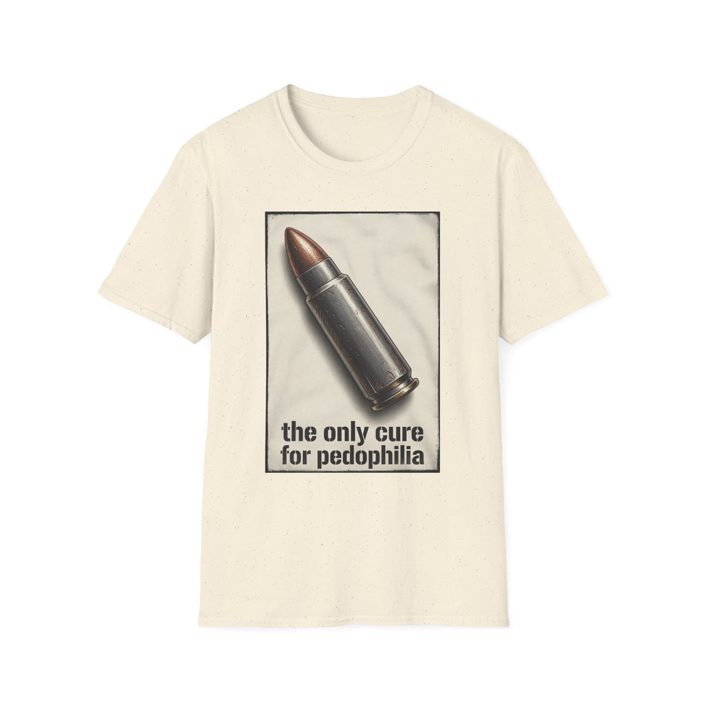 Graphic Tee — 'The Only Cure for Pedophilia' Bullet Design