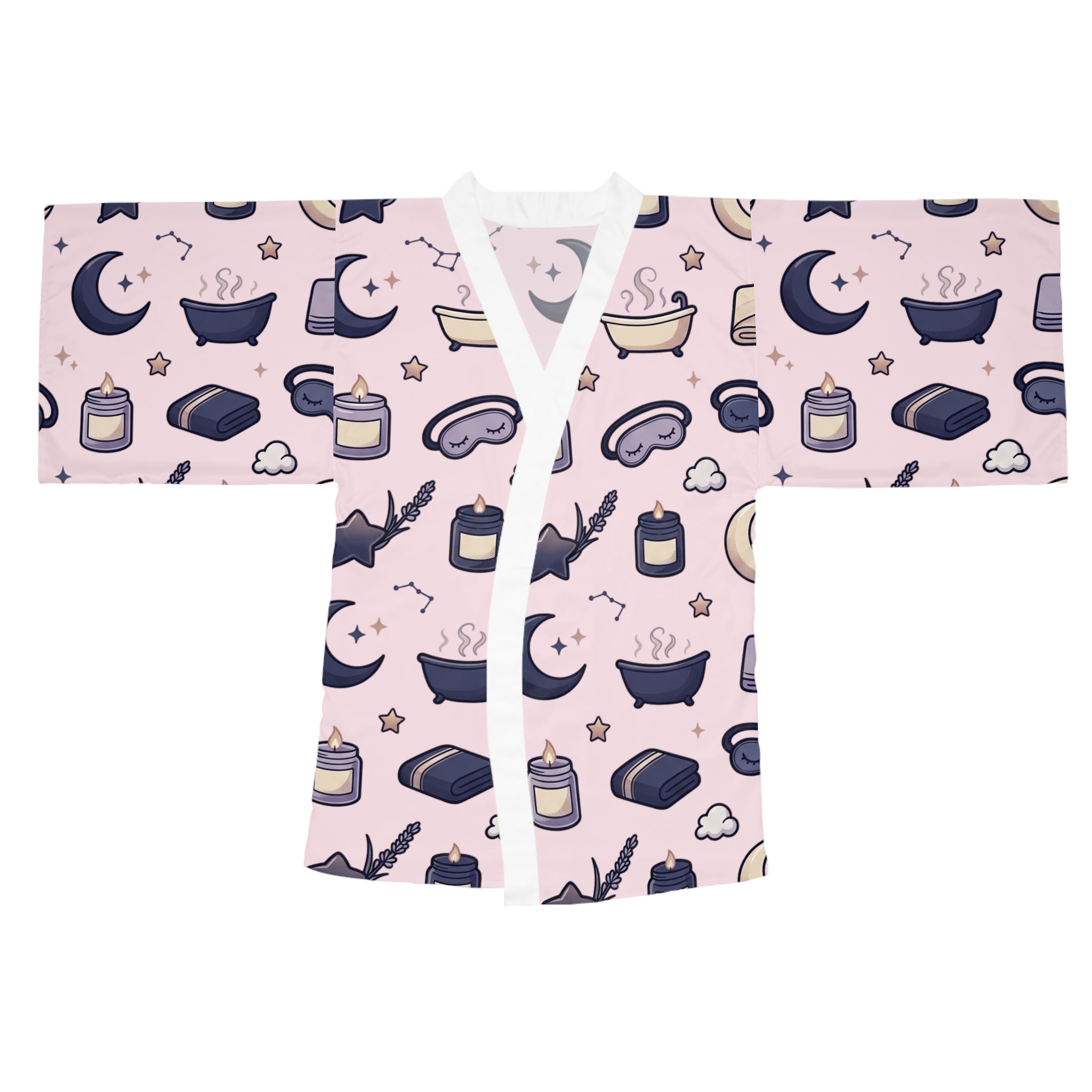Sleepy Spa Kimono Robe — Bathtub & Moon All-Over Print