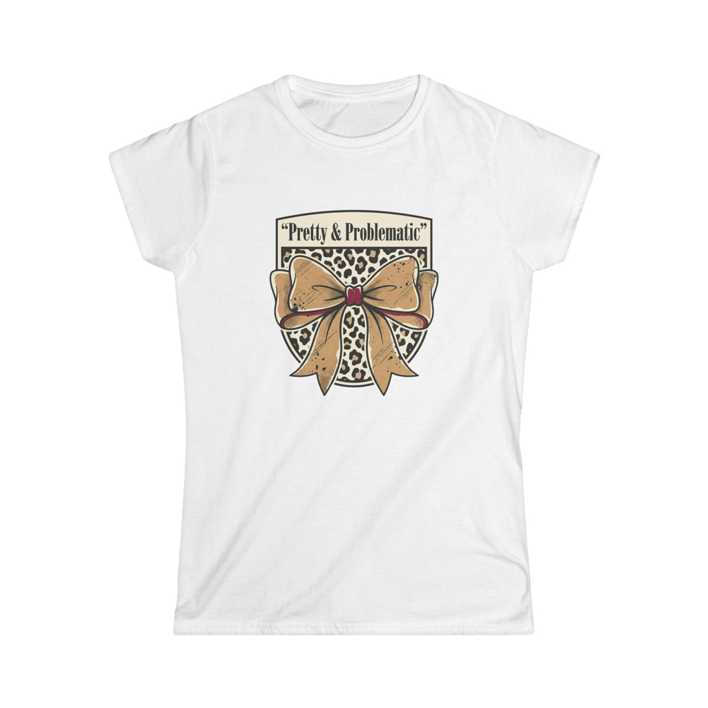 Pretty & Problematic Women's Tee — Leopard Bow Graphic Shirt
