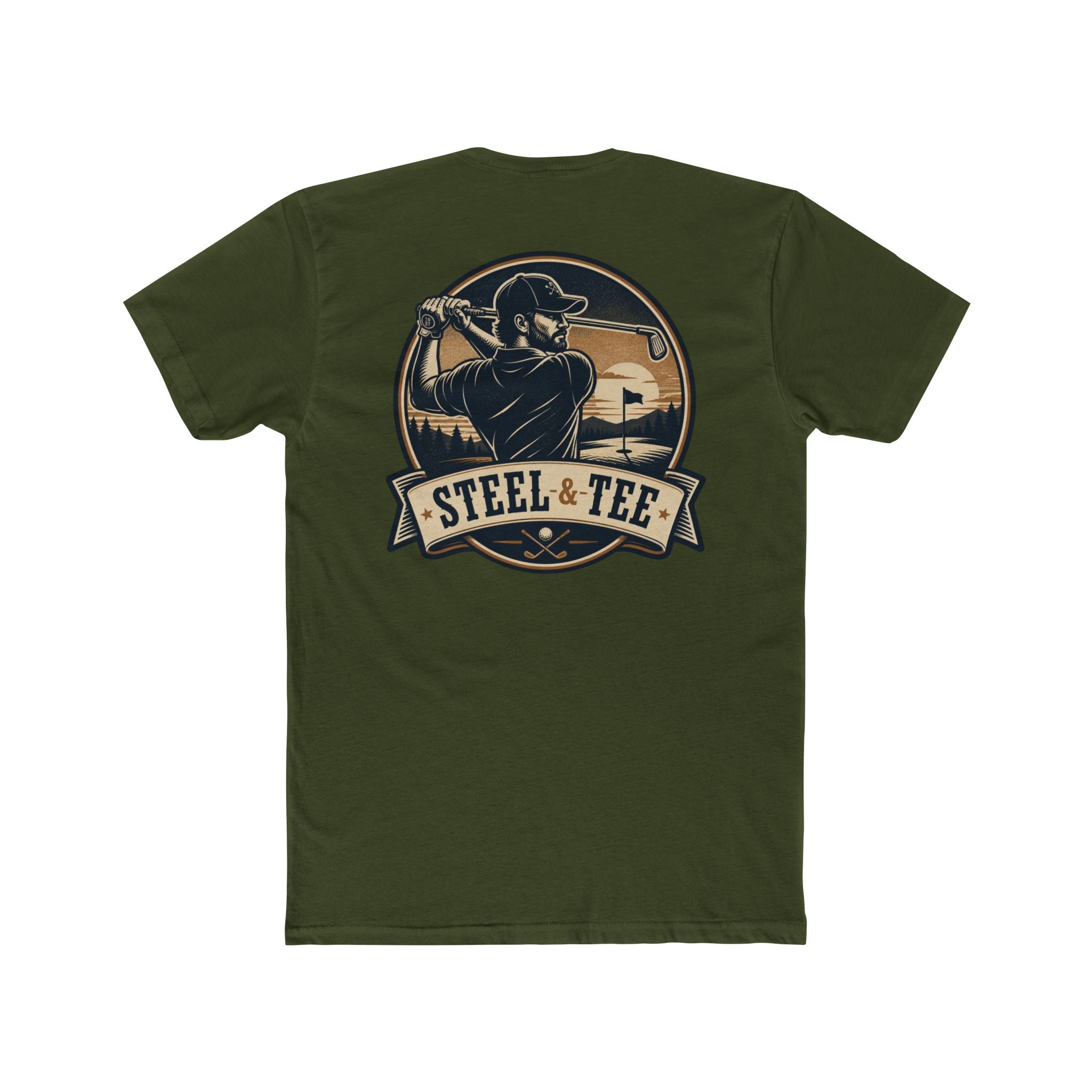 Steel & Tee Golf T-Shirt — Vintage Golfer Graphic Crew Tee