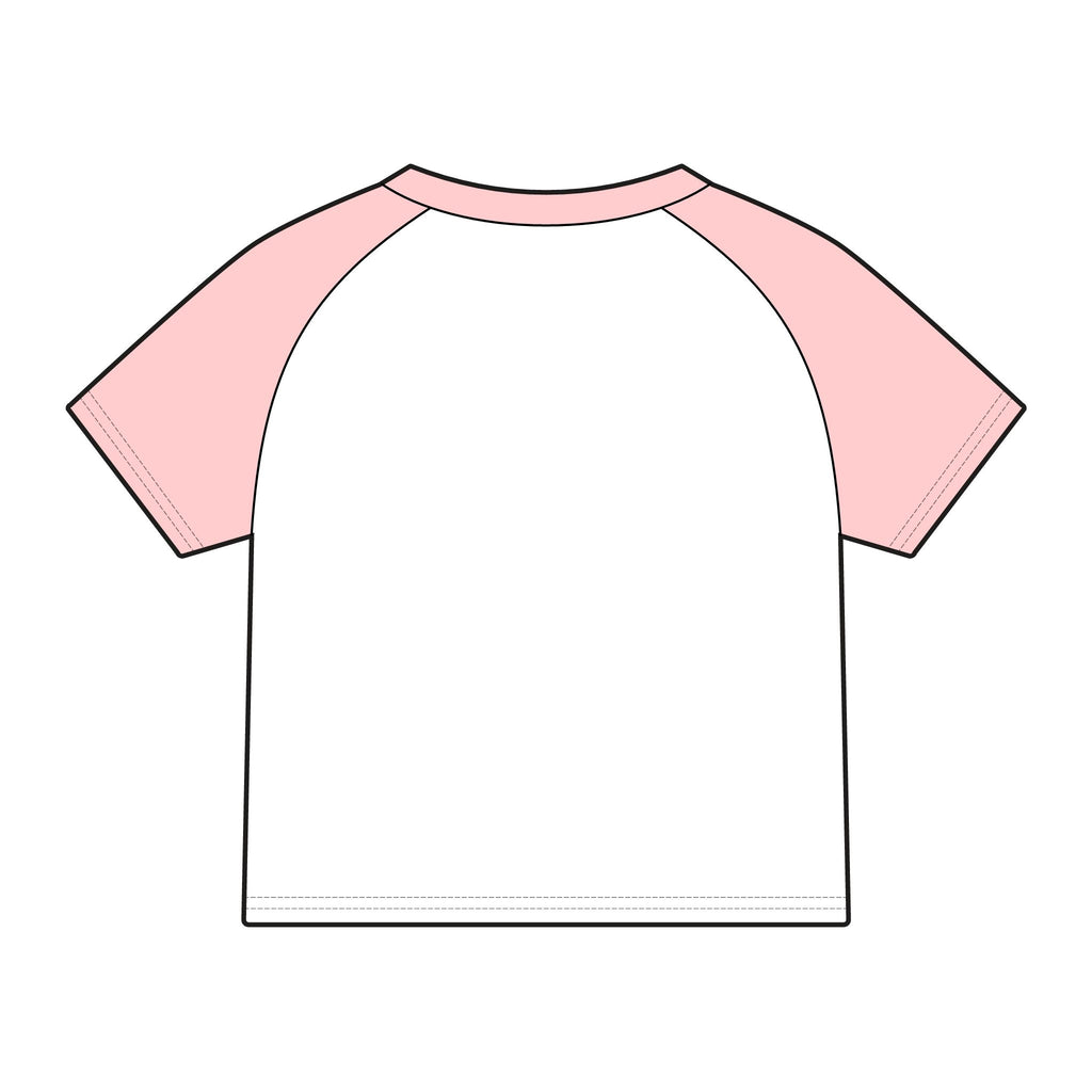 Love Life Raglan Tee — Pink Graphic Baby Tee with Heart & Smiley Design
