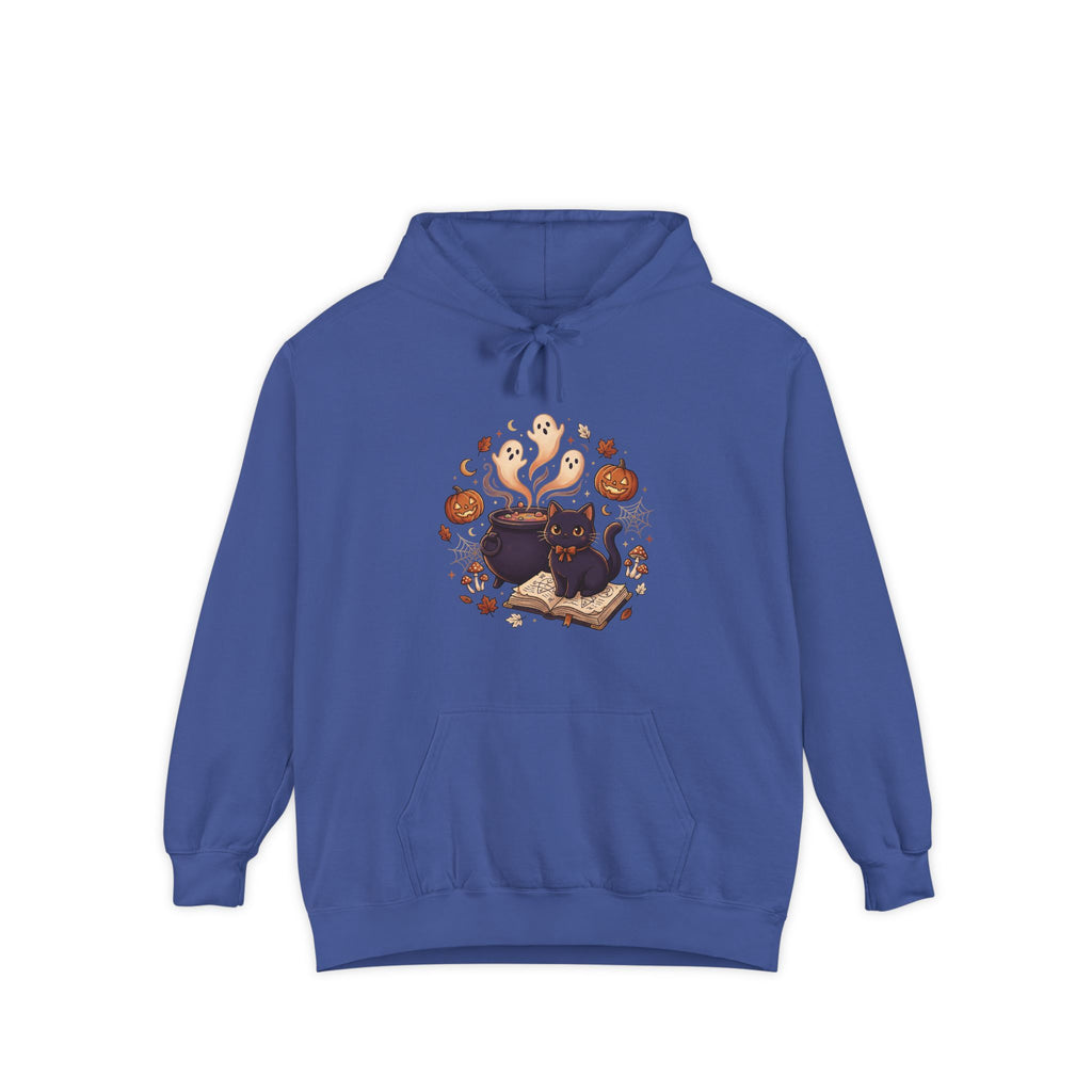 Halloween Cat & Ghost Hoodie — Cute Spooky Fall Pullover