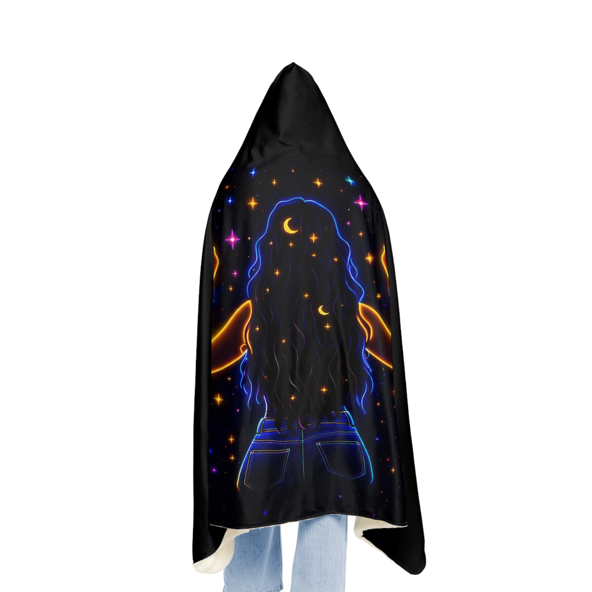 Middle Finger Moon Hooded Blanket – Cozy Reversible Snuggle Throw for Rebellious Women