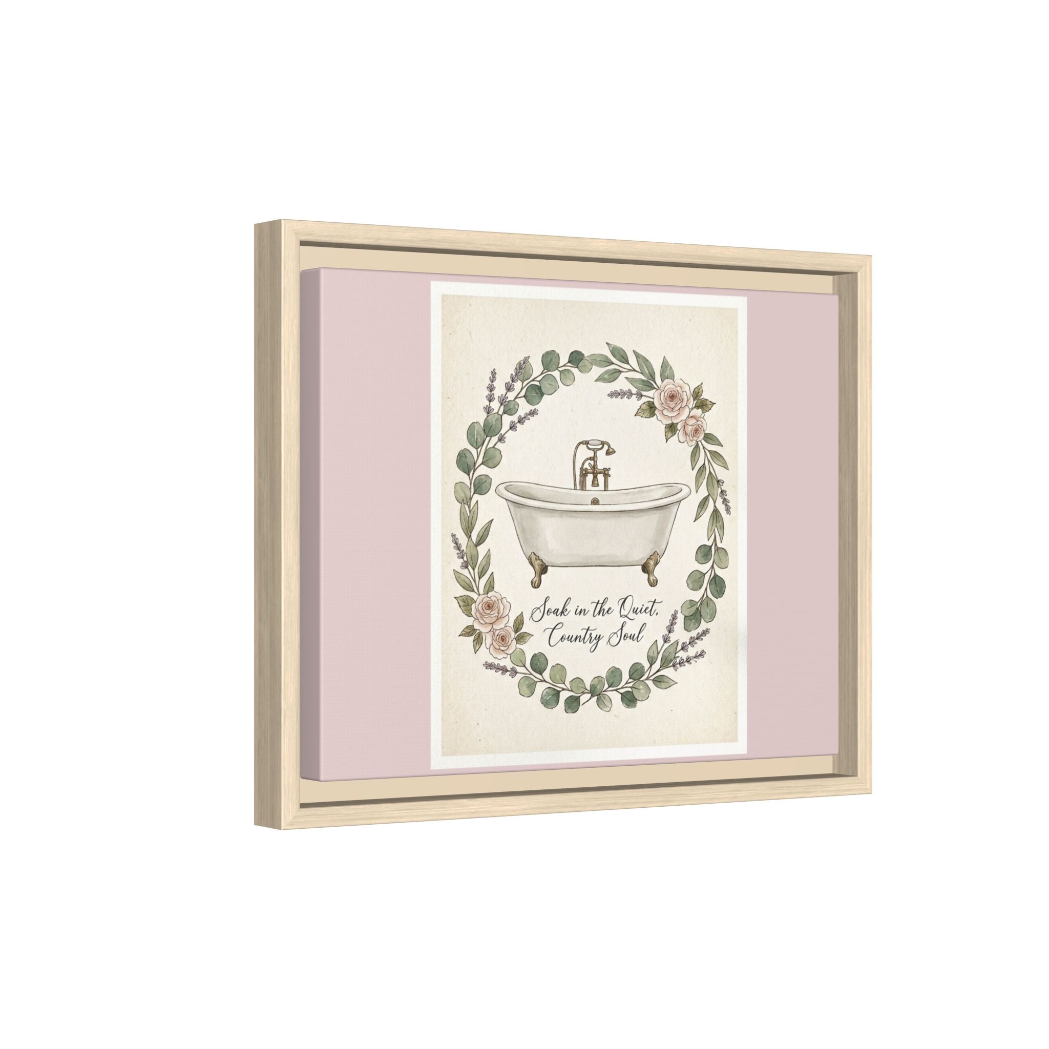Framed Canvas Wall Art - 'Soak in the Quiet, Country Soul' Vintage Bath Print