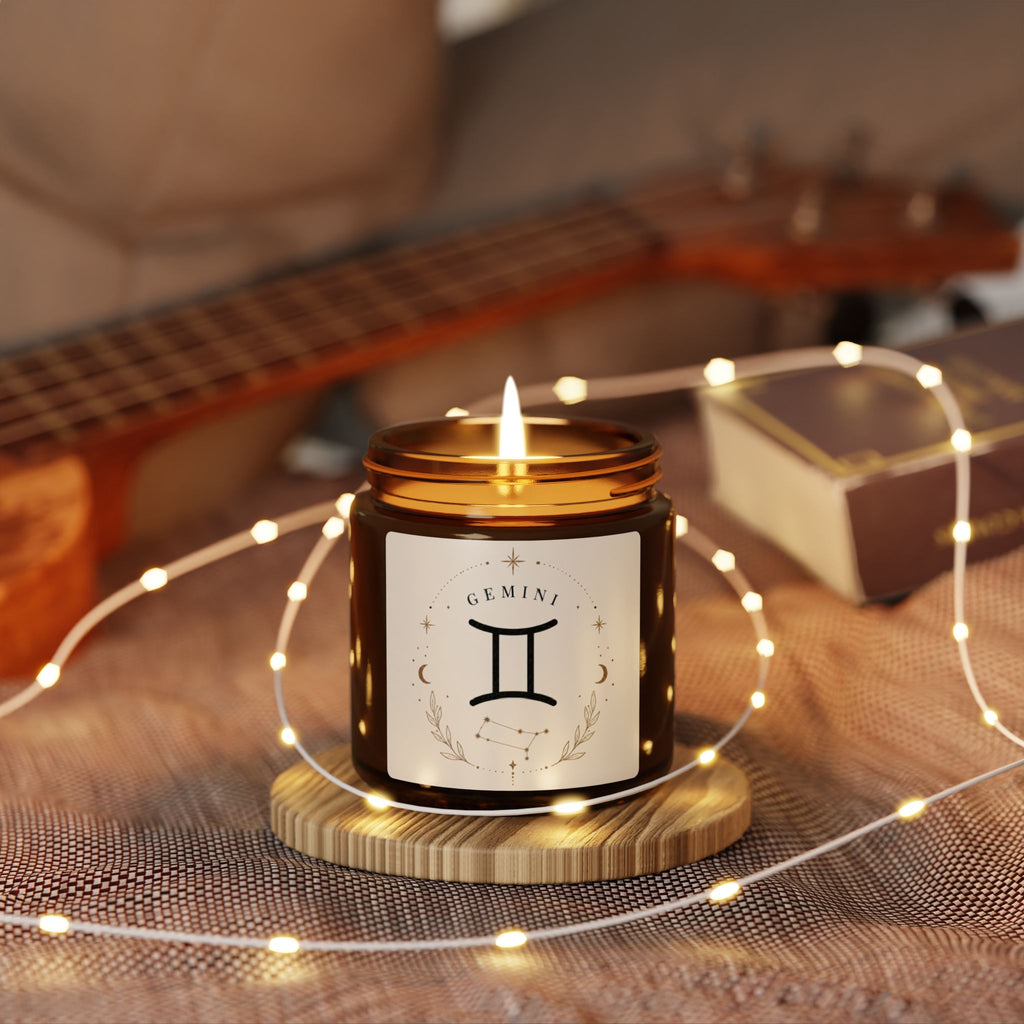 Gemini Soy Candle — Amber Jar Scented Candle (Astrology Zodiac Gift)