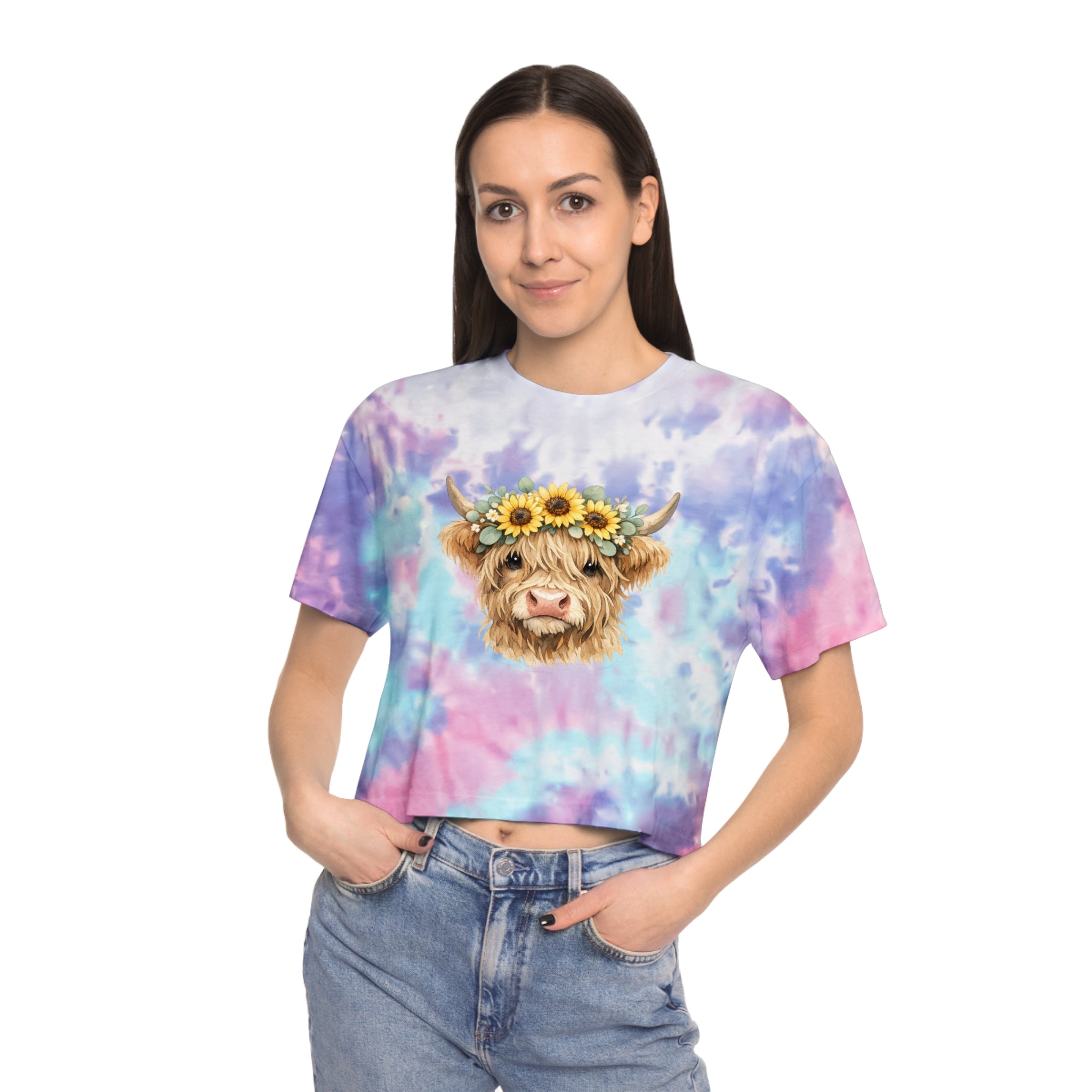 Sunflower Crown Highland Cow Graphic Tee