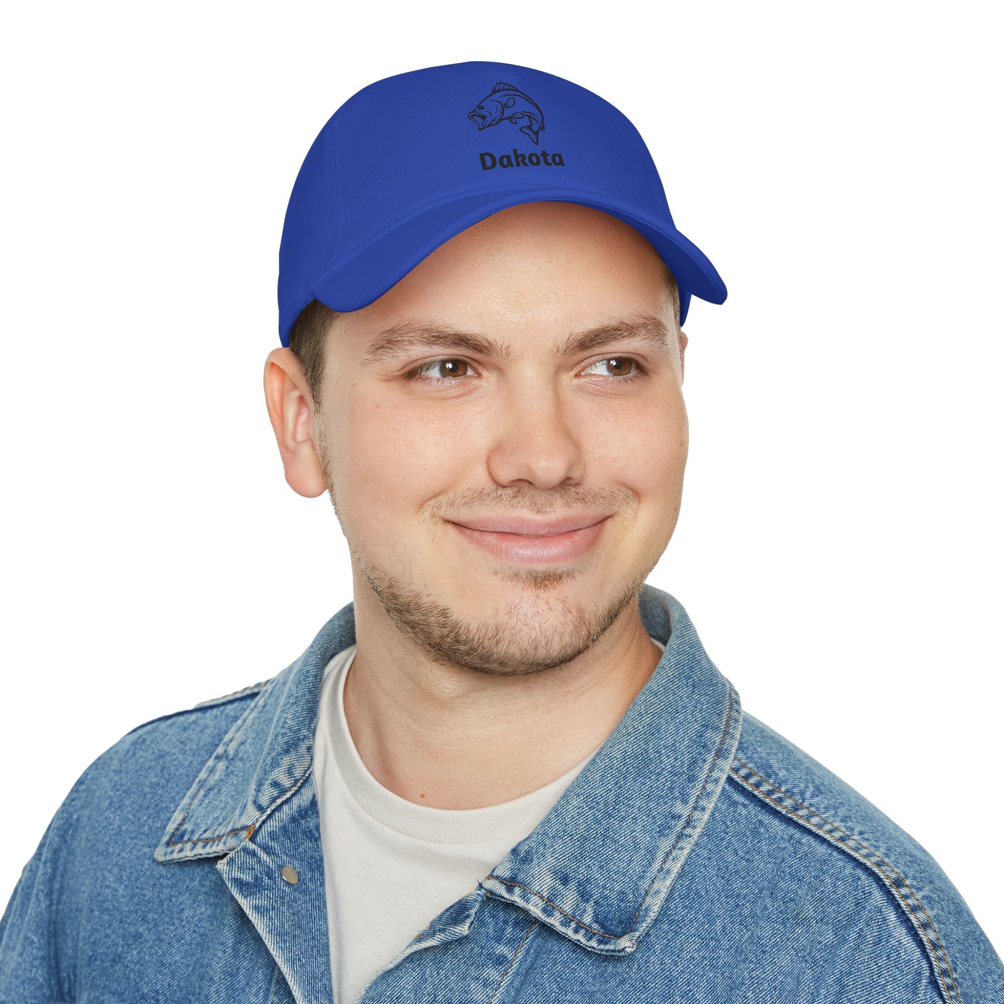 Bass Fisherman Embroidered Cap — Personalized Low Profile Baseball Hat