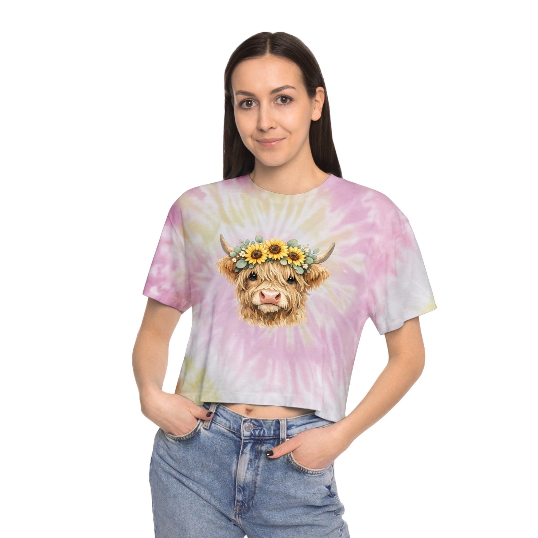 Sunflower Crown Highland Cow Graphic Tee