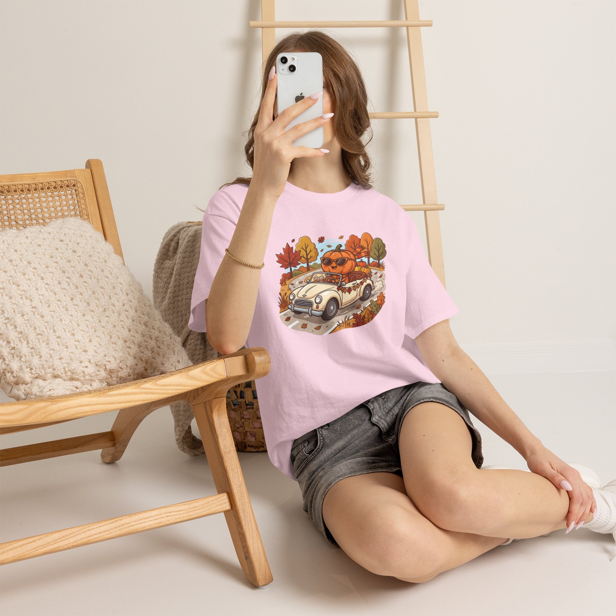 Autumn Roadtrip Tee — Pumpkin Driver Vintage Car Fall Shirt