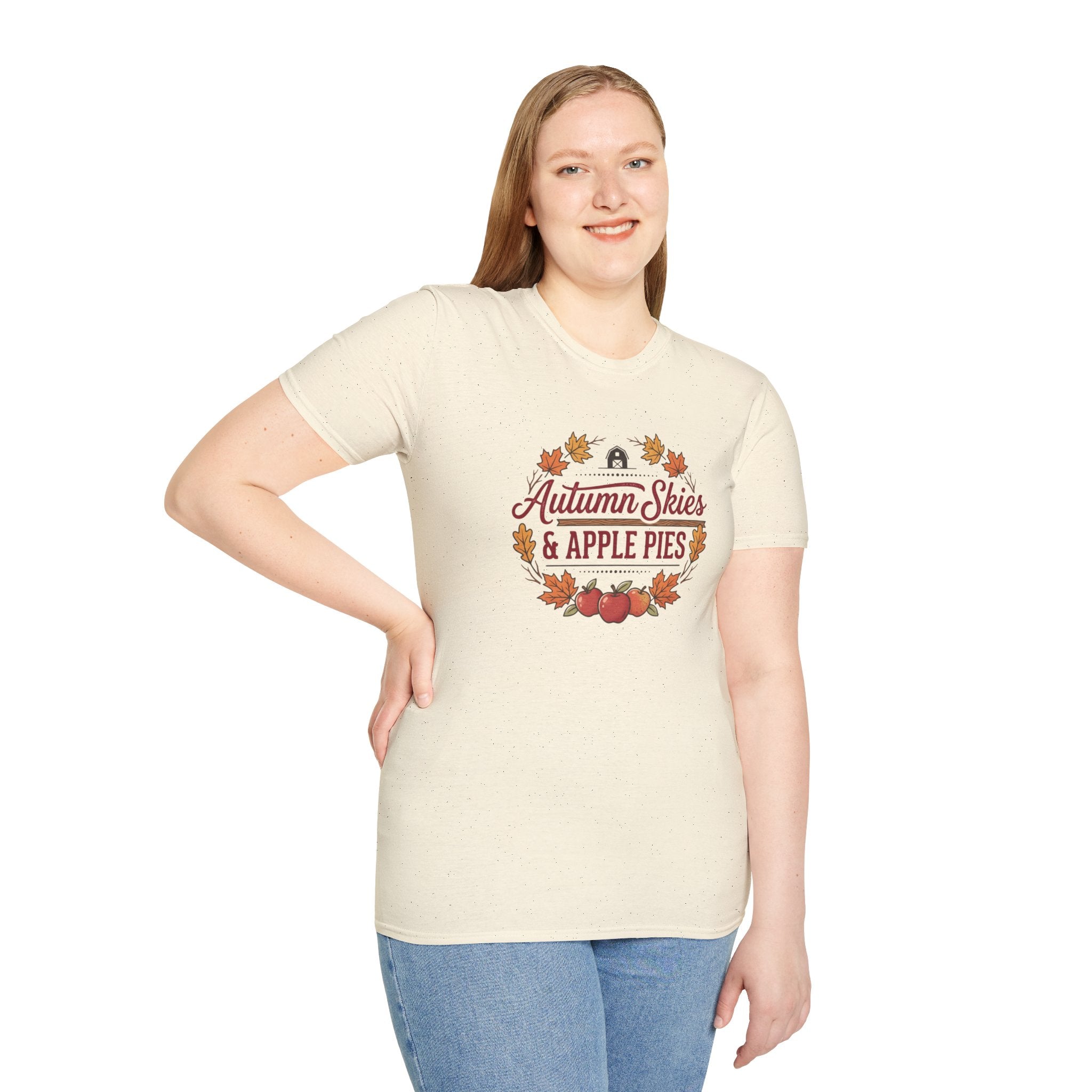 Autumn Skies & Apple Pies T-Shirt — Fall Leaves Cozy Seasonal Tee