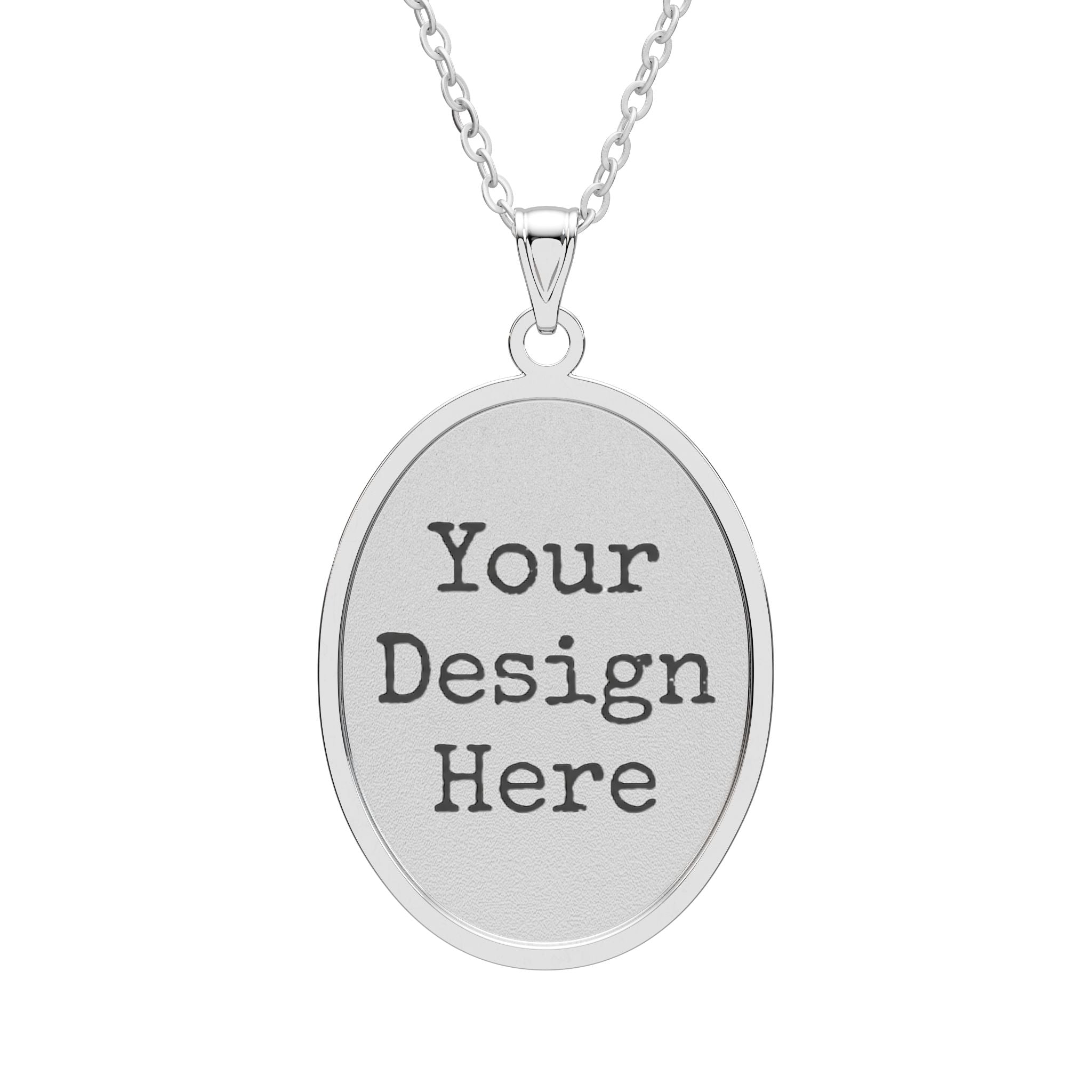 Personalized Oval Pendant Necklace — Custom Photo Engraved Keepsake