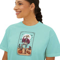 Witch Cat Tarot Boxy Tee — Fall Pumpkin Magic Women’s T-Shirt
