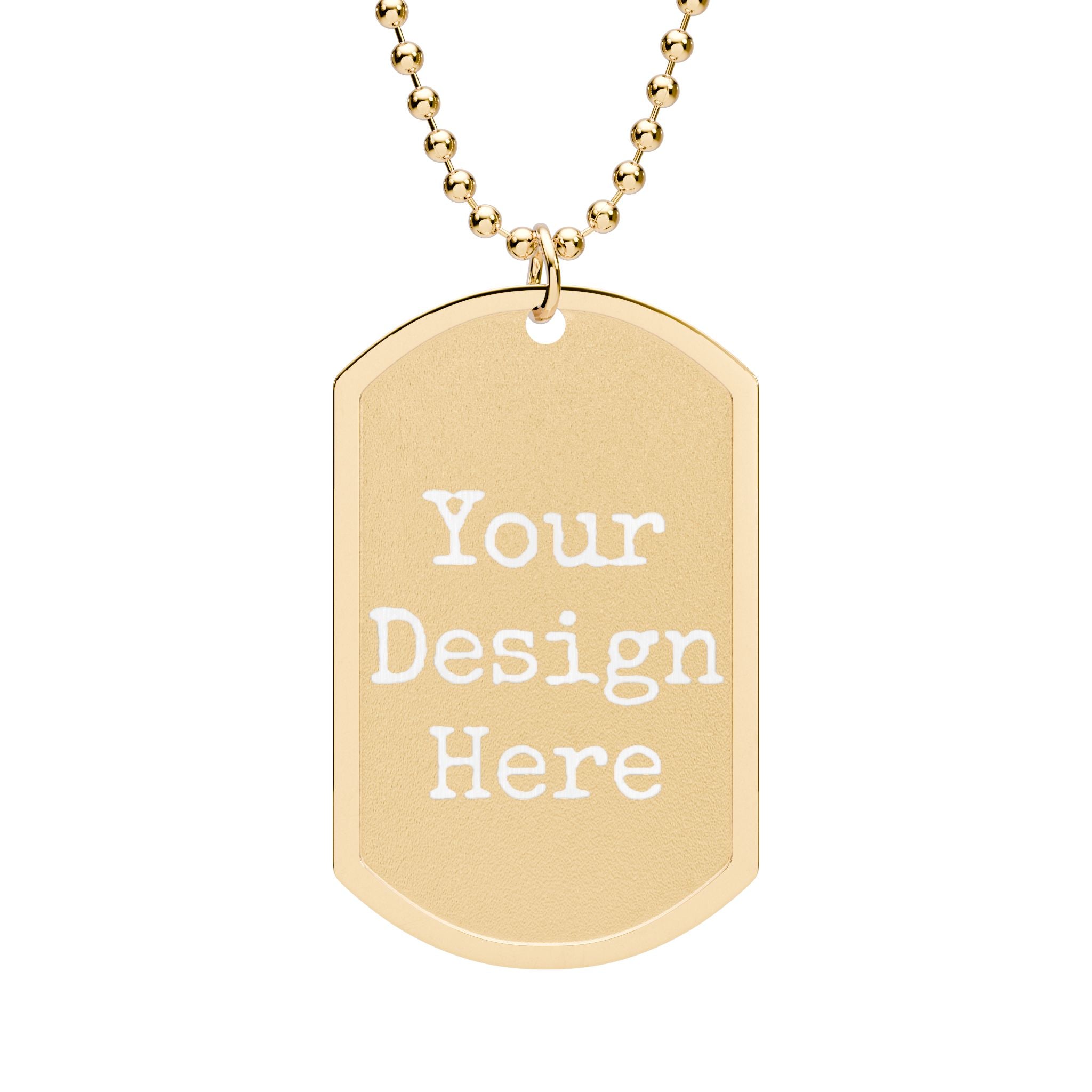 Engraved Dog Tag Necklace — Blank Military-Style ID Pendant with Ball Chain (Gold or Silver)