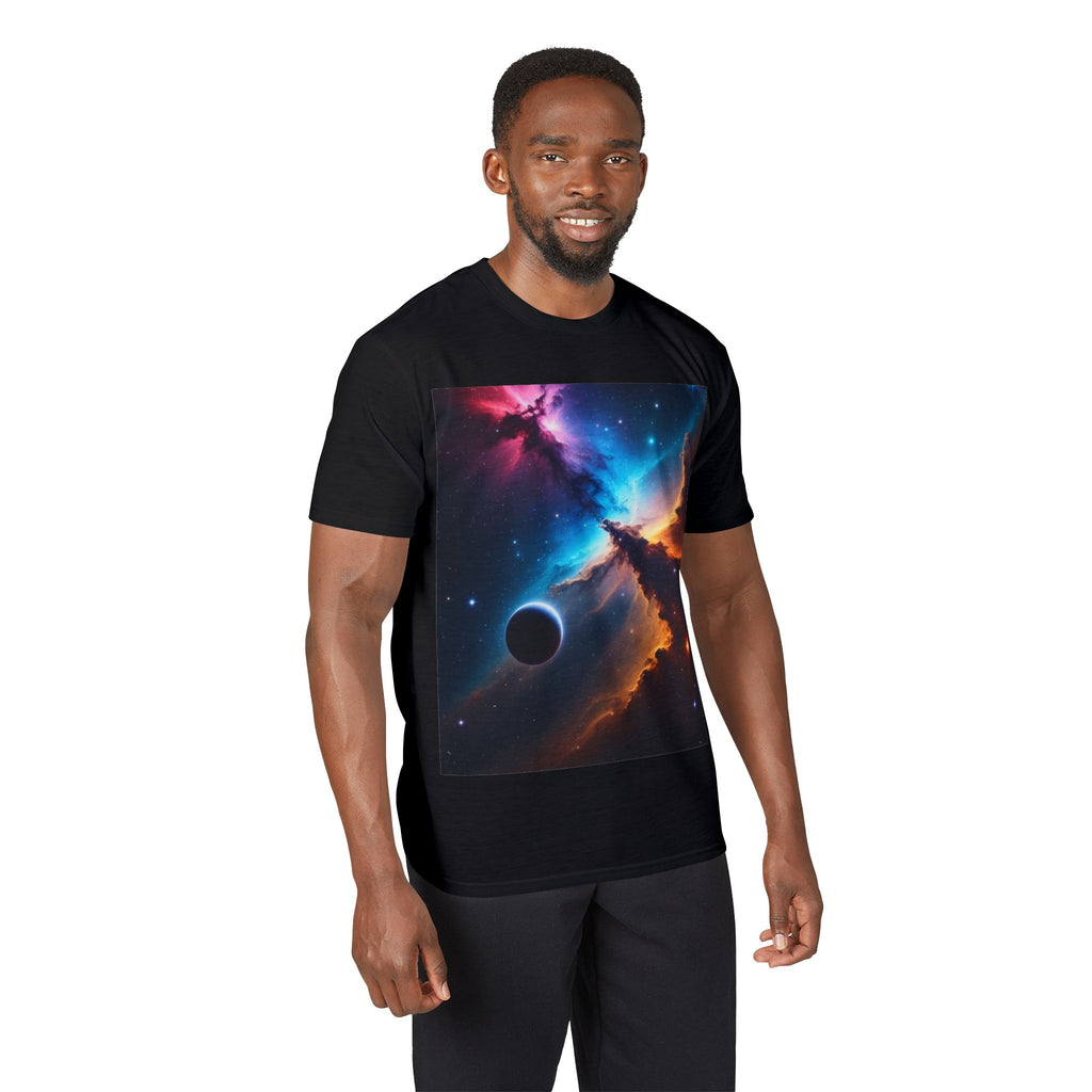 Cosmic Nebula T-Shirt — Vibrant Space Galaxy Tee with Planet Design