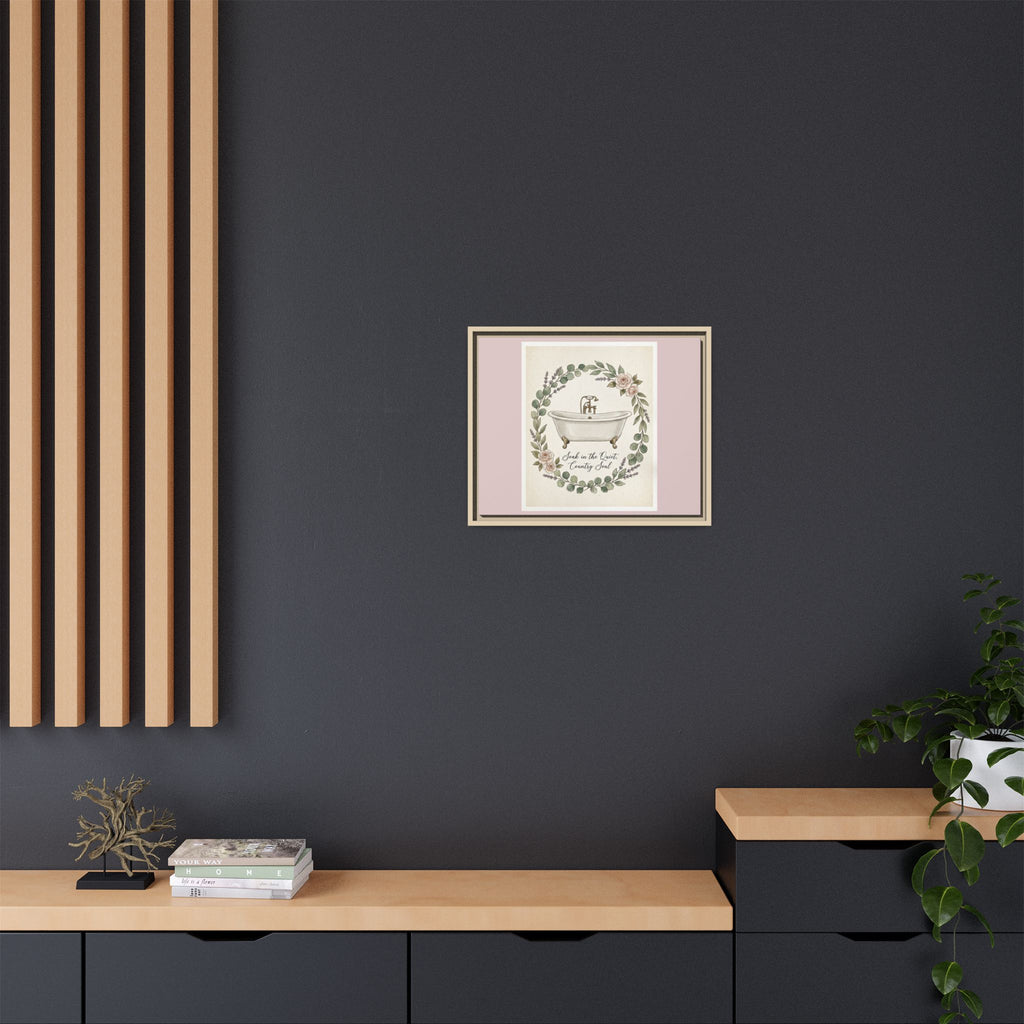Framed Canvas Wall Art - 'Soak in the Quiet, Country Soul' Vintage Bath Print