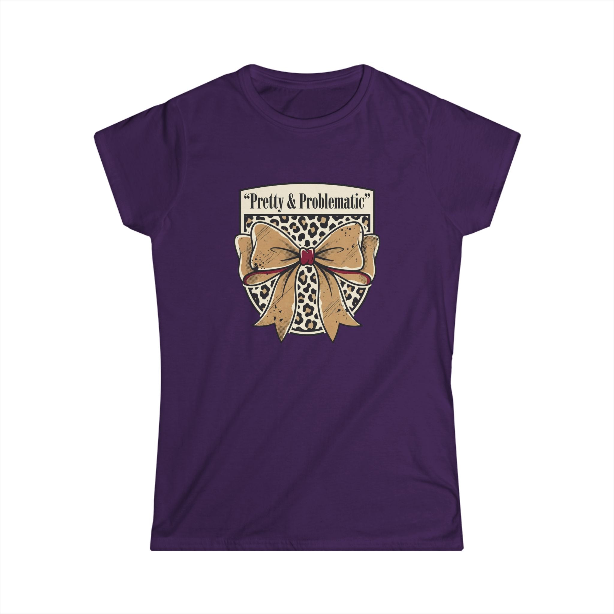 Pretty & Problematic Women's Tee — Leopard Bow Graphic Shirt