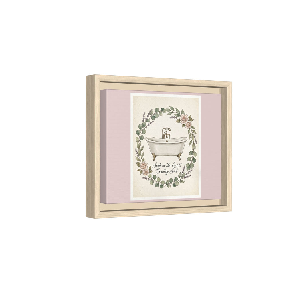 Framed Canvas Wall Art - 'Soak in the Quiet, Country Soul' Vintage Bath Print