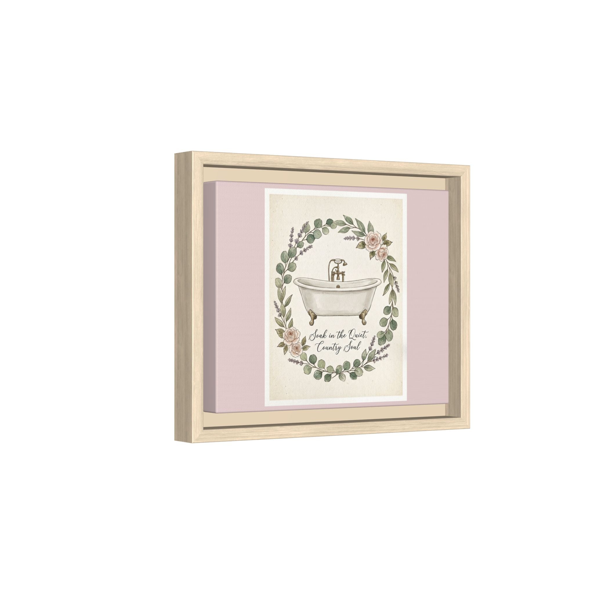 Framed Canvas Wall Art - 'Soak in the Quiet, Country Soul' Vintage Bath Print