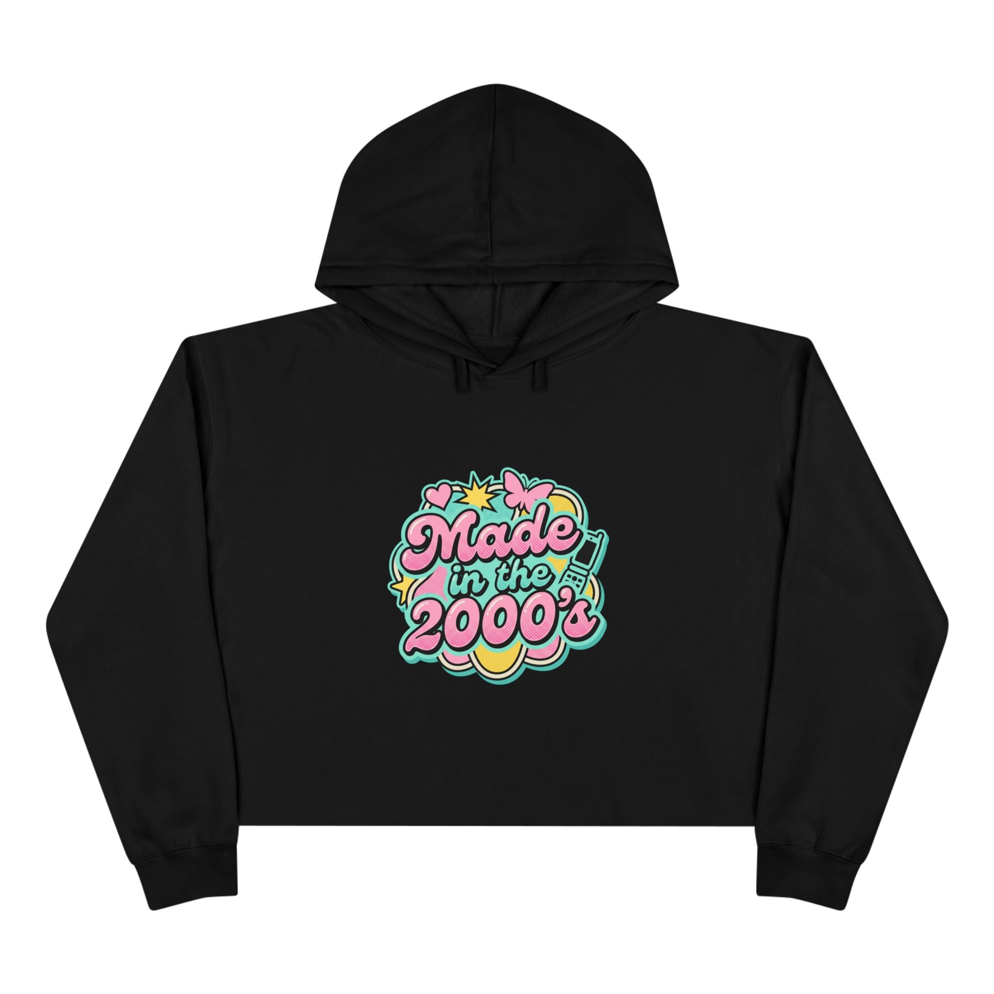 Made in the 2000s Crop Hoodie – Retro Y2K Graphic Cropped Sweatshirt