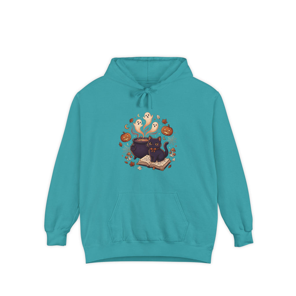 Halloween Cat & Ghost Hoodie — Cute Spooky Fall Pullover